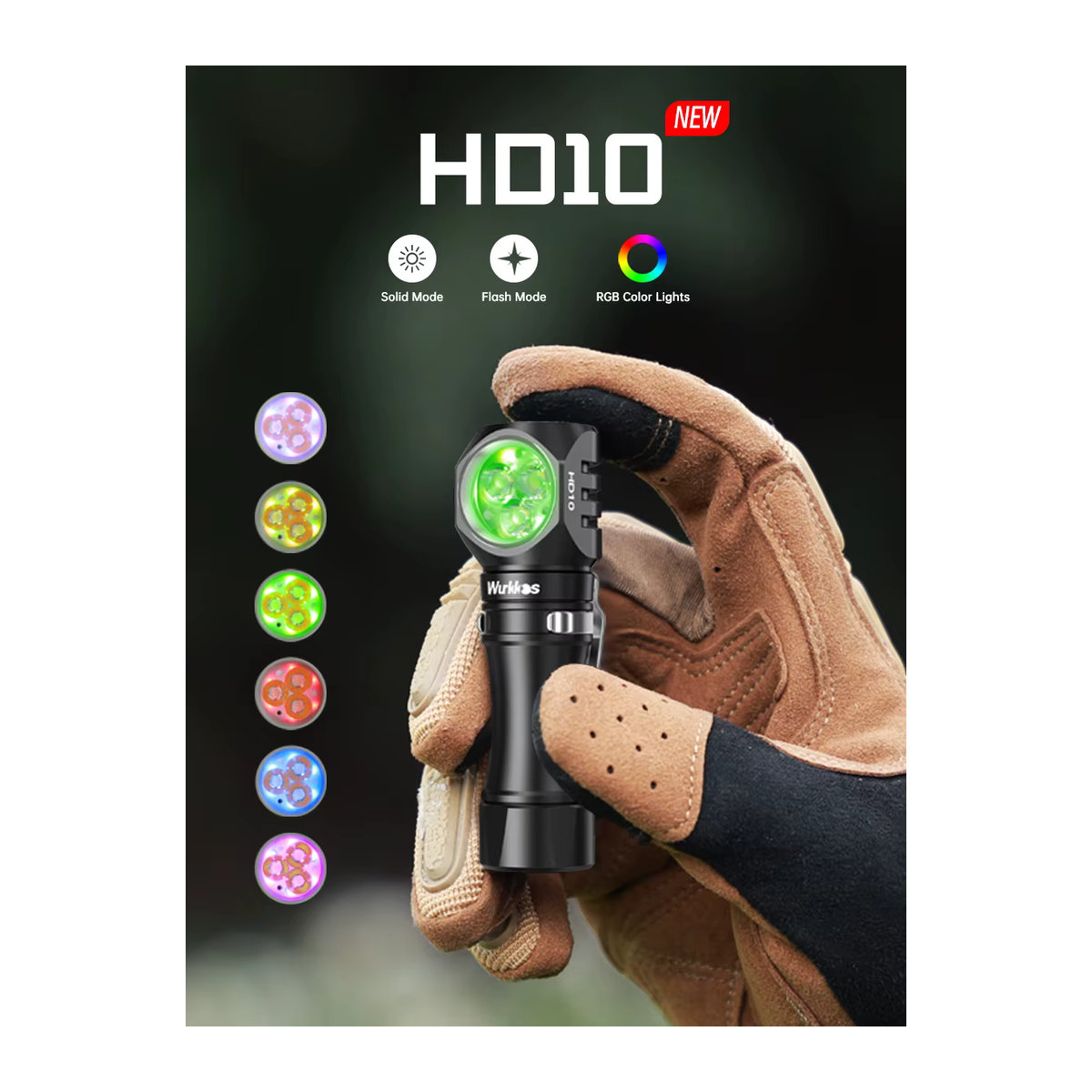 Wurkkos HD10 Mini EDC Taschenlampe wiederaufladbar mit 1200 Lumen, IP68 wasserdicht, Anduril Betriebssystem, RGB und AUX LEDs - Bild 4