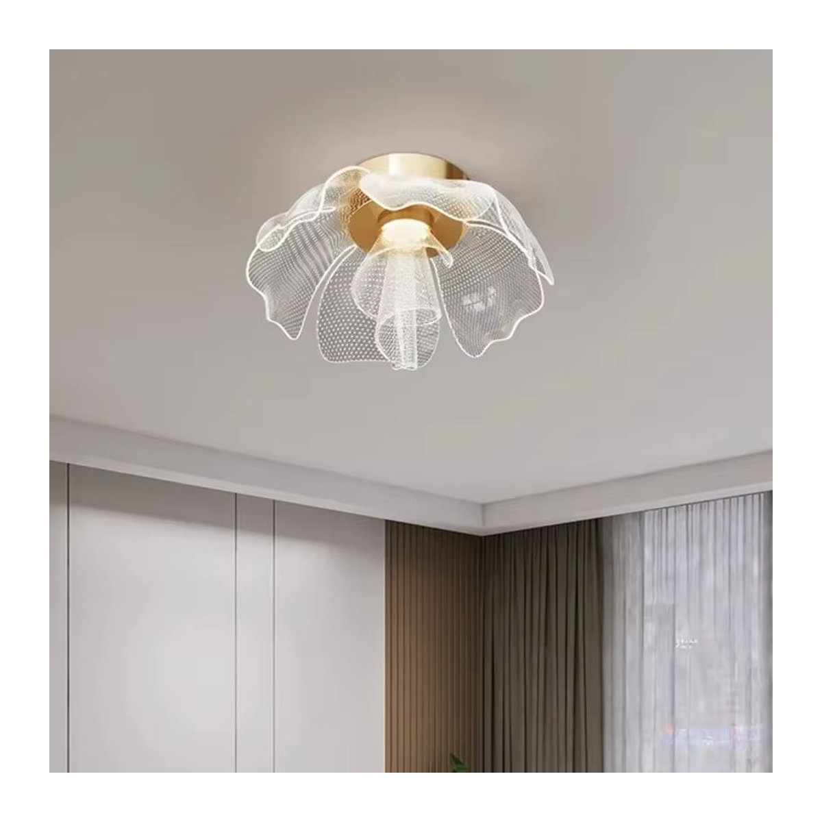 Wushiyu LED Deckenlampe in modernem Blumen-Design aus Acryl in Gold und Weiß - Bild 2