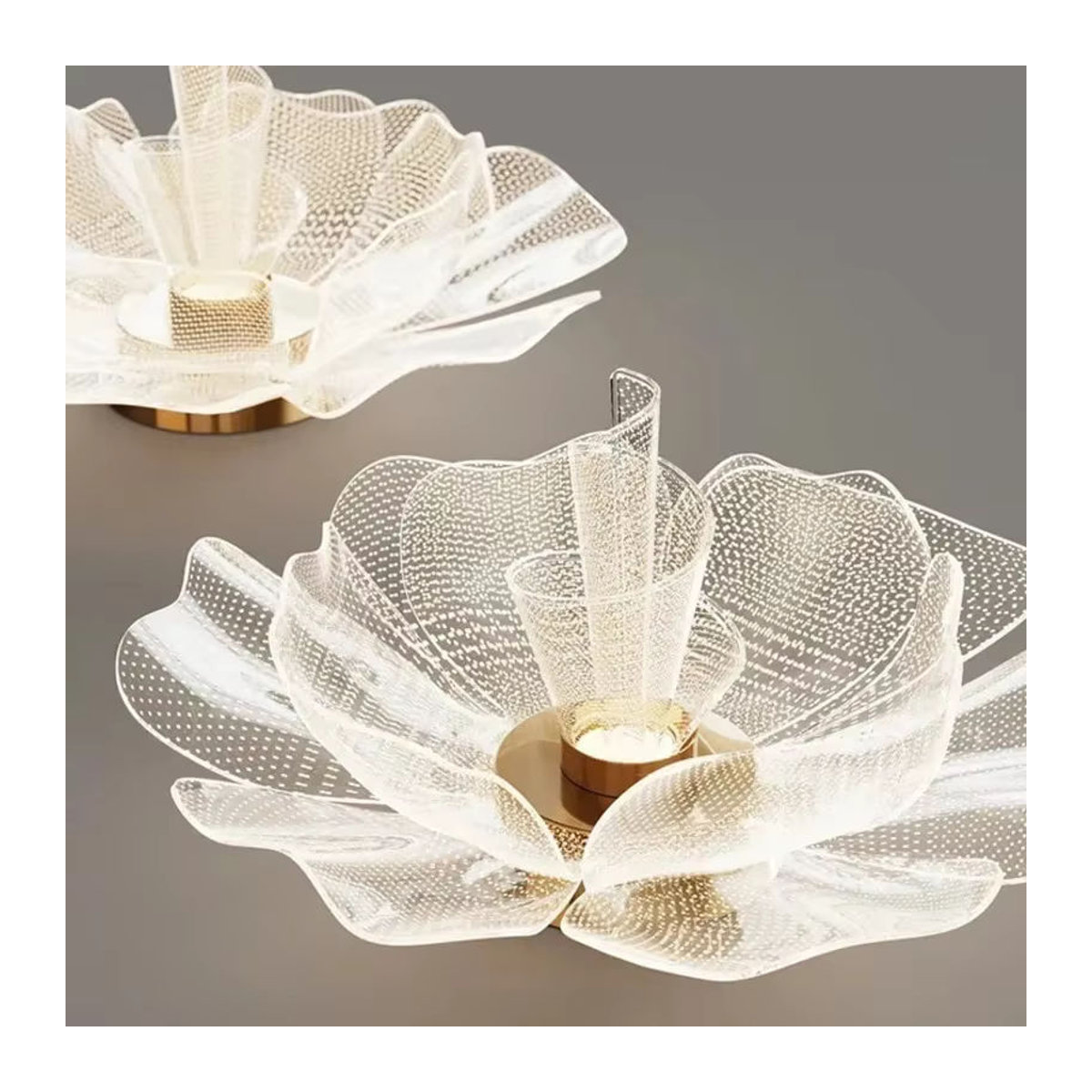 Wushiyu LED Deckenlampe in modernem Blumen-Design aus Acryl in Gold und Weiß - Bild 3