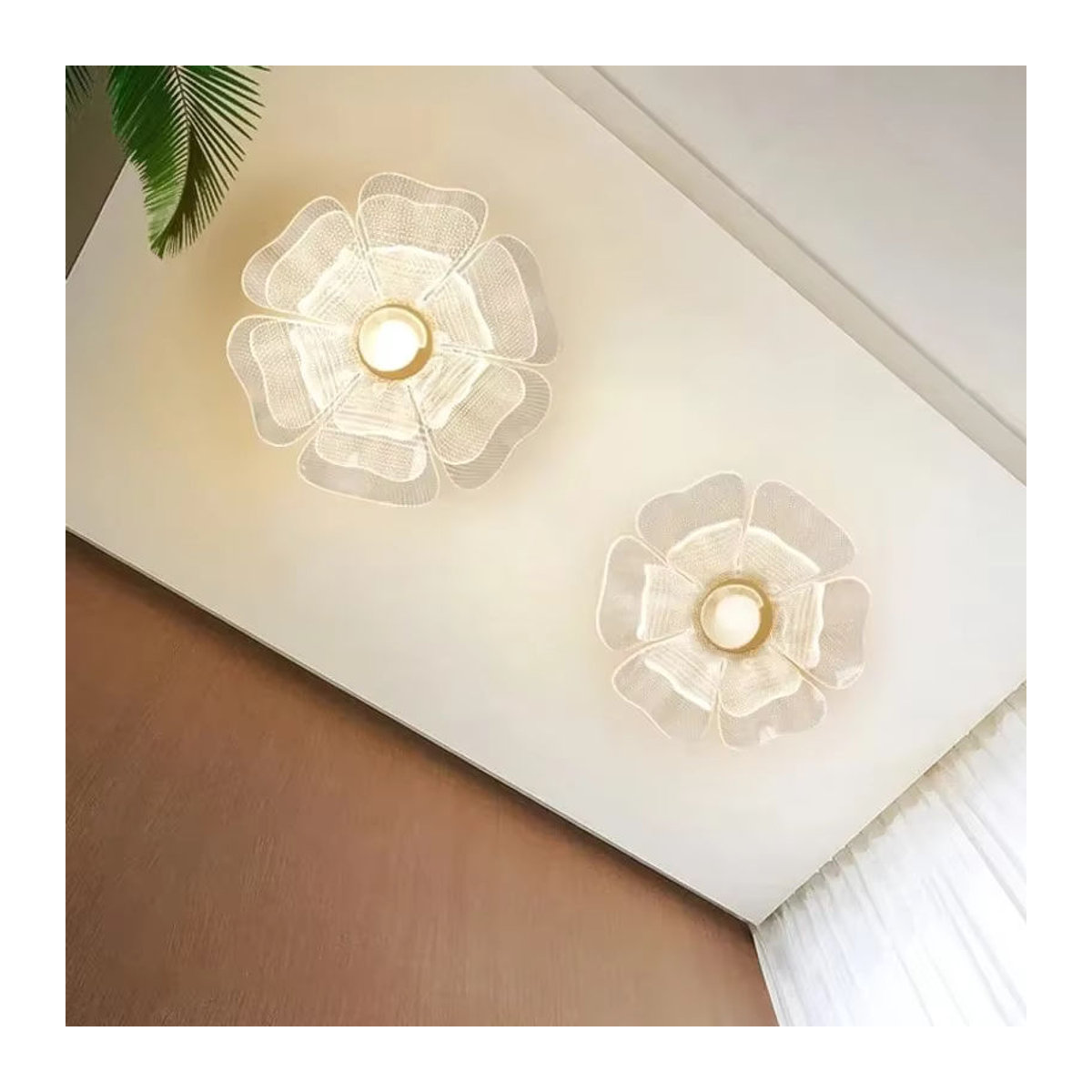 Wushiyu LED Deckenlampe in modernem Blumen-Design aus Acryl in Gold und Weiß - Bild 4