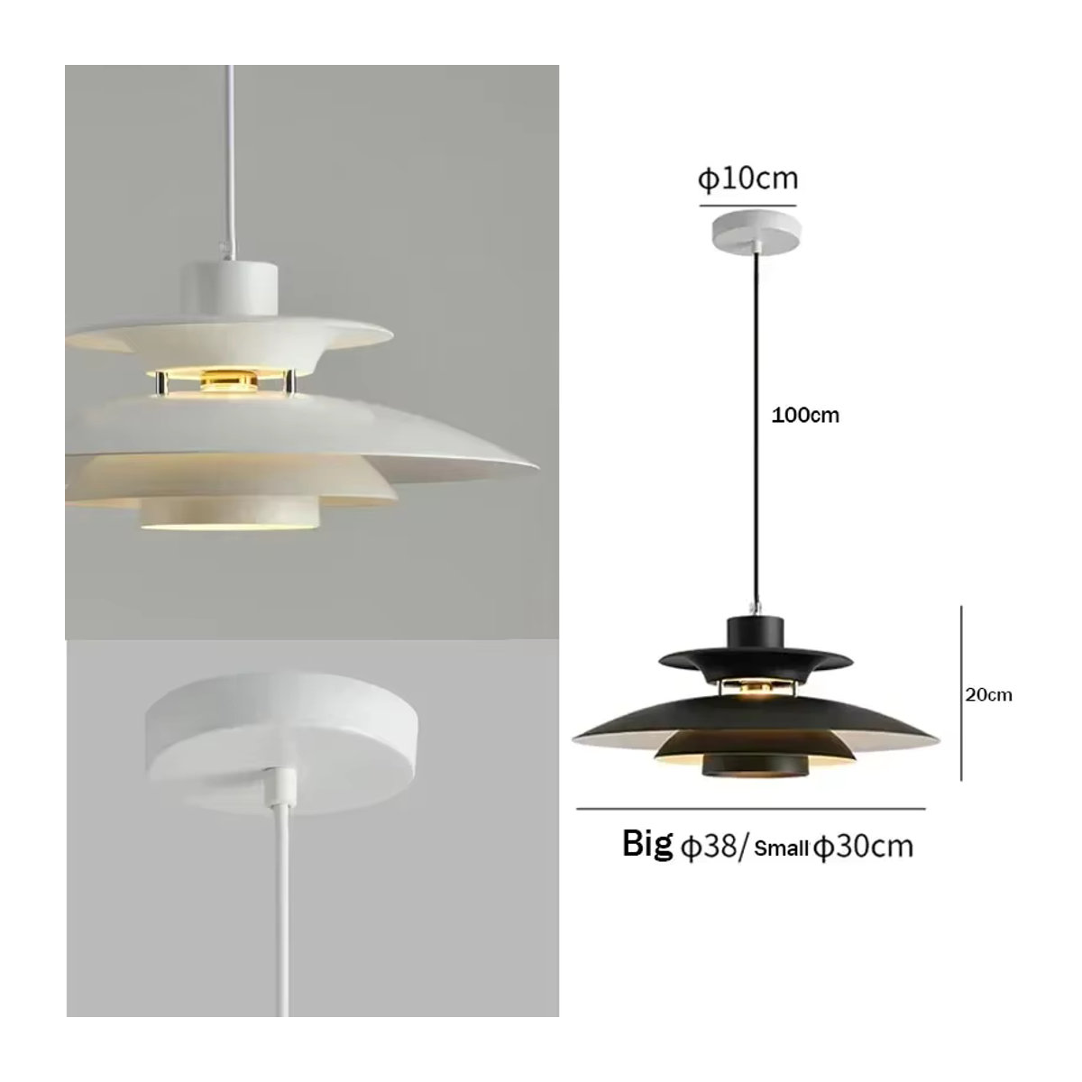 Wushiyu Pendelleuchte im skandinavischen Design Weiß - Bild 4