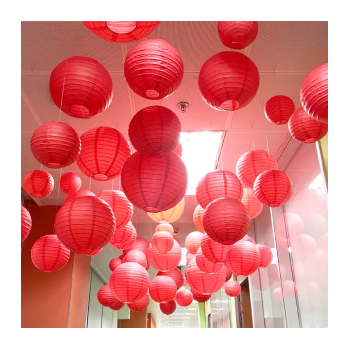 Wusmart Runde Chinesische Papierlaterne in Rot für Festliche Dekorationen wie Hochzeit, Geburtstag oder Weihnachten - Bild 5