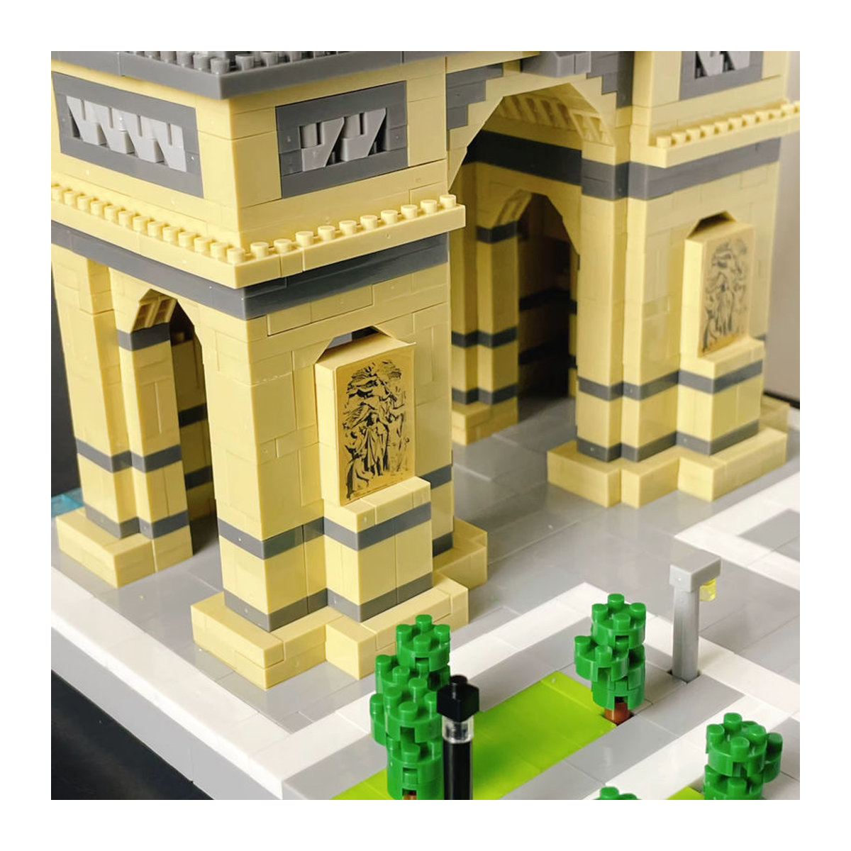 Wusste gebaut LED Arc de Triomphe Micro Mini Bausteine Spielzeug Paris Wahrzeichen Modell in Gelb - Bild 2