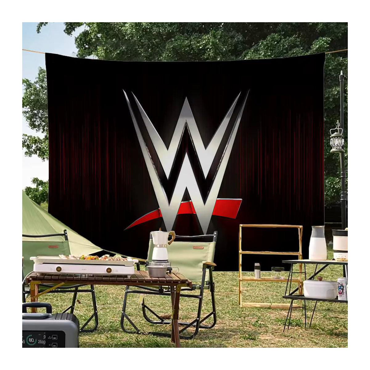 WWE Wrestling Star Werbeflagge aus Textil in Schwarz, Rechteckiges Hängendes Banner für Partys und Events - Bild 2