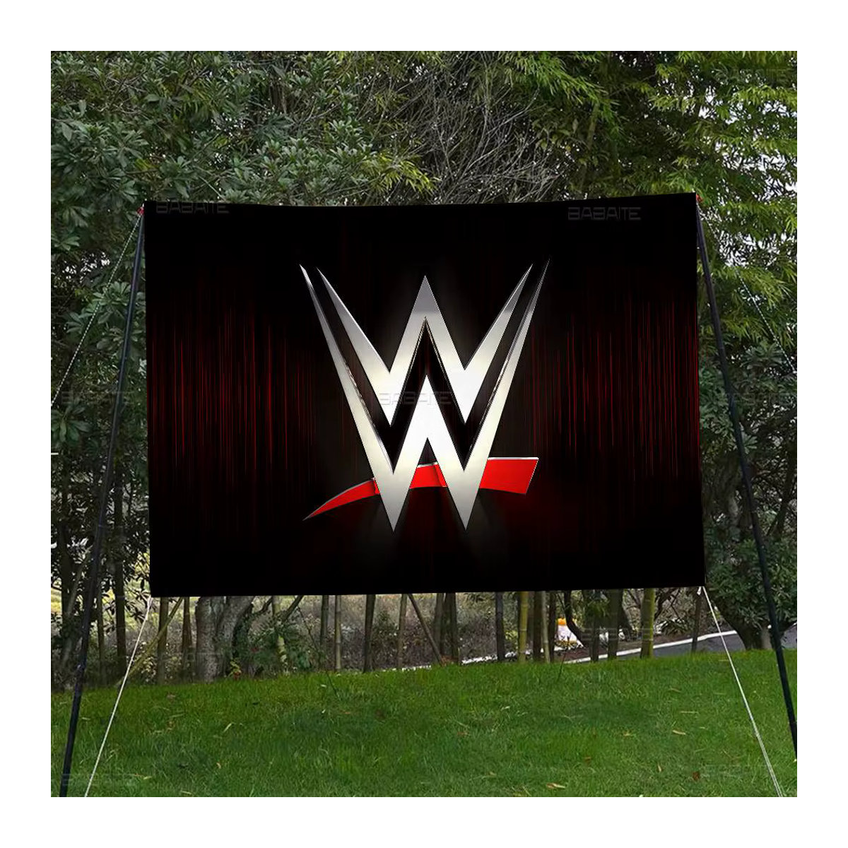 WWE Wrestling Star Werbeflagge aus Textil in Schwarz, Rechteckiges Hängendes Banner für Partys und Events - Bild 4