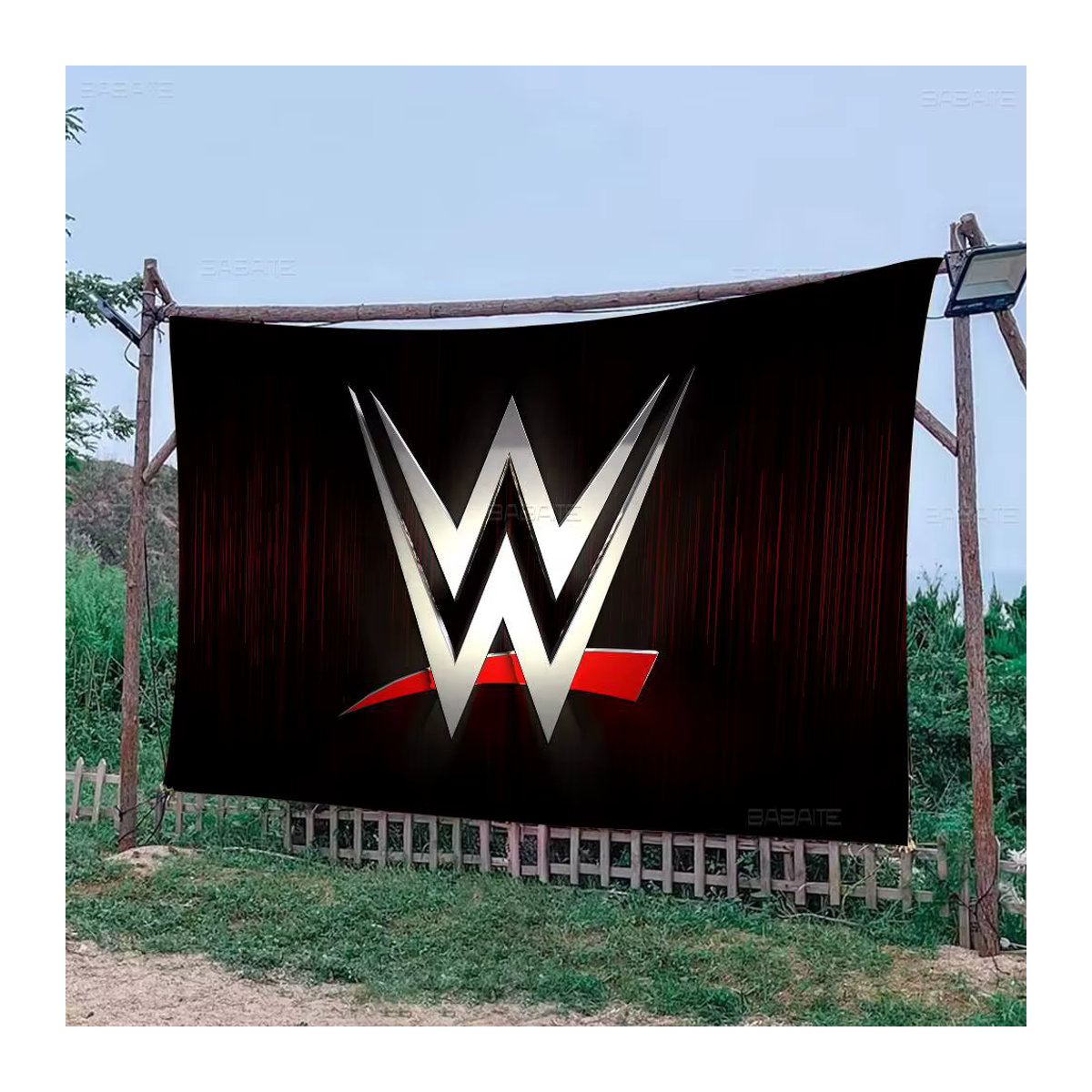WWE Wrestling Star Werbeflagge aus Textil in Schwarz, Rechteckiges Hängendes Banner für Partys und Events - Bild 5