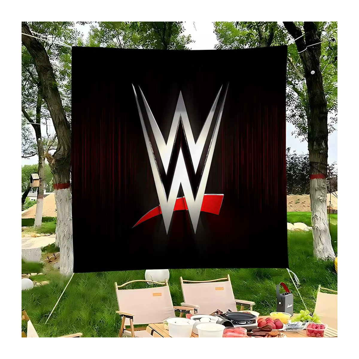 WWE Wrestling Star Werbeflagge aus Textil in Schwarz, Rechteckiges Hängendes Banner für Partys und Events - Bild 6