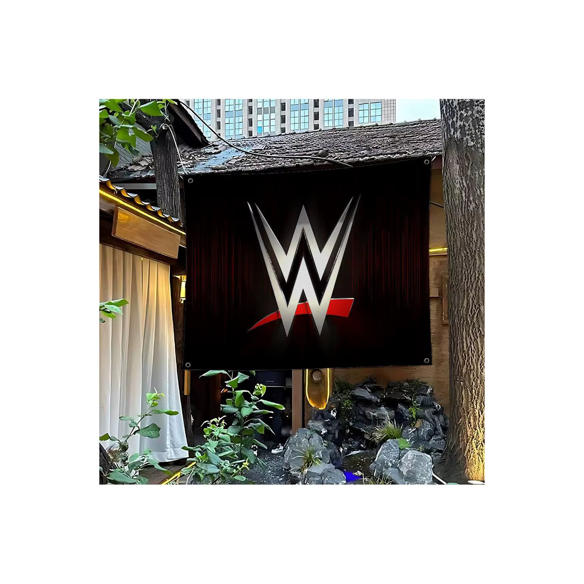 WWE Wrestling Star Werbeflagge aus Textil in Schwarz, Rechteckiges Hängendes Banner für Partys und Events - Bild 7