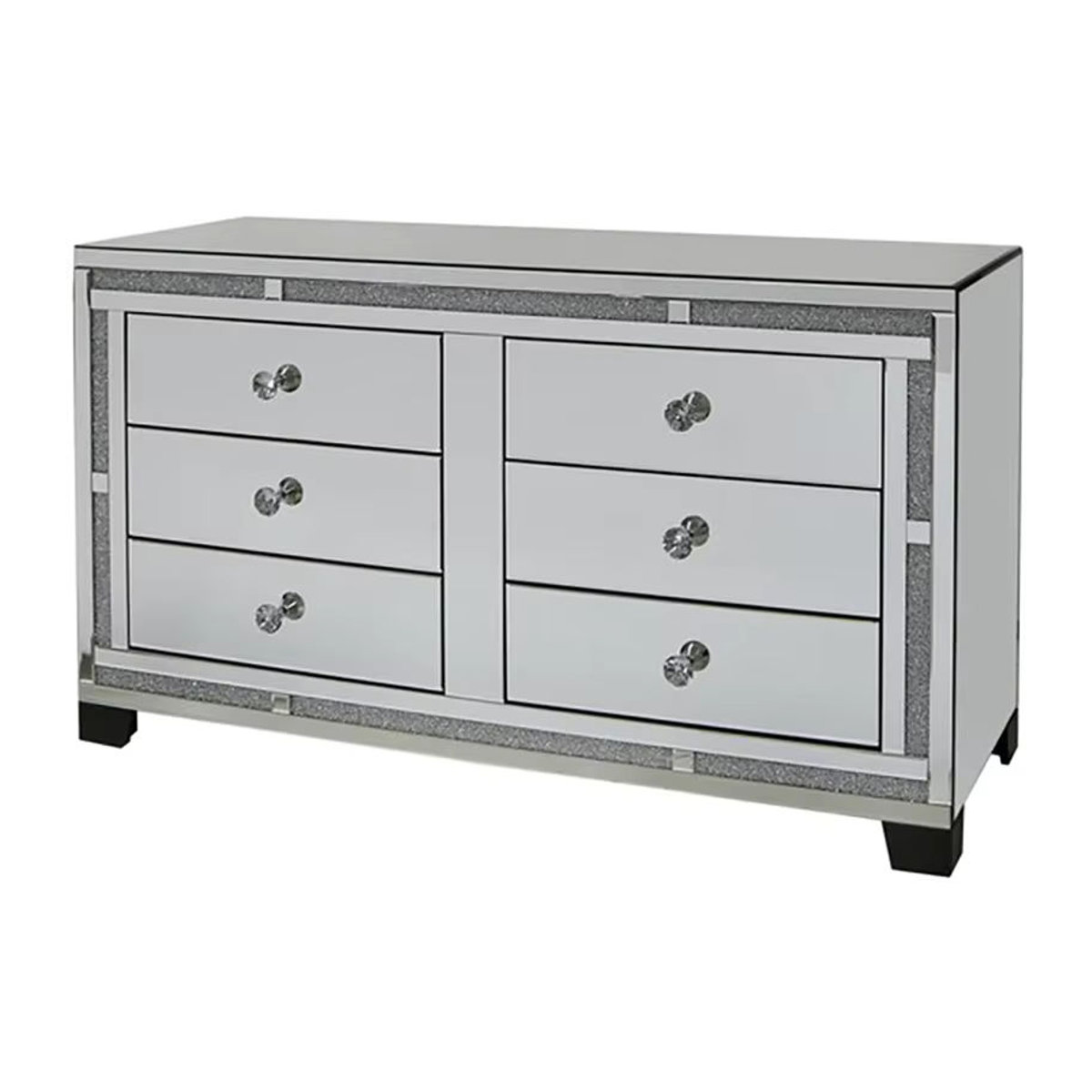 WXWF-691 Kommode mit Spiegel und 6 Schubladen in Silber und Braun, B/H/T: 130 x 84 x 45 cm - Bild 2