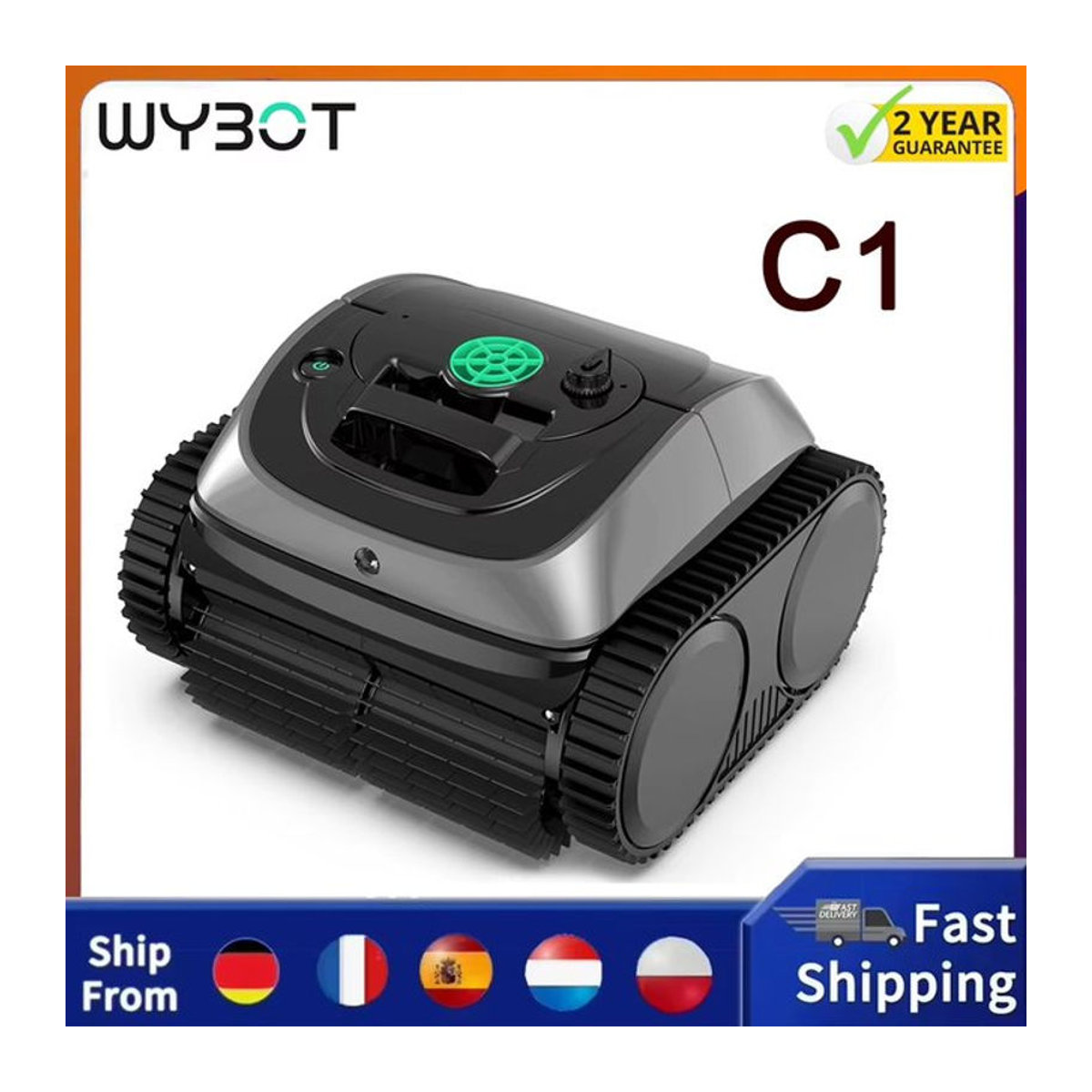 WYBOT C1 Akku-Roboter-Poolreiniger in Grau mit 150 Minuten Laufzeit, Wandklettern und intelligenter APP-Steuerung - Bild 1