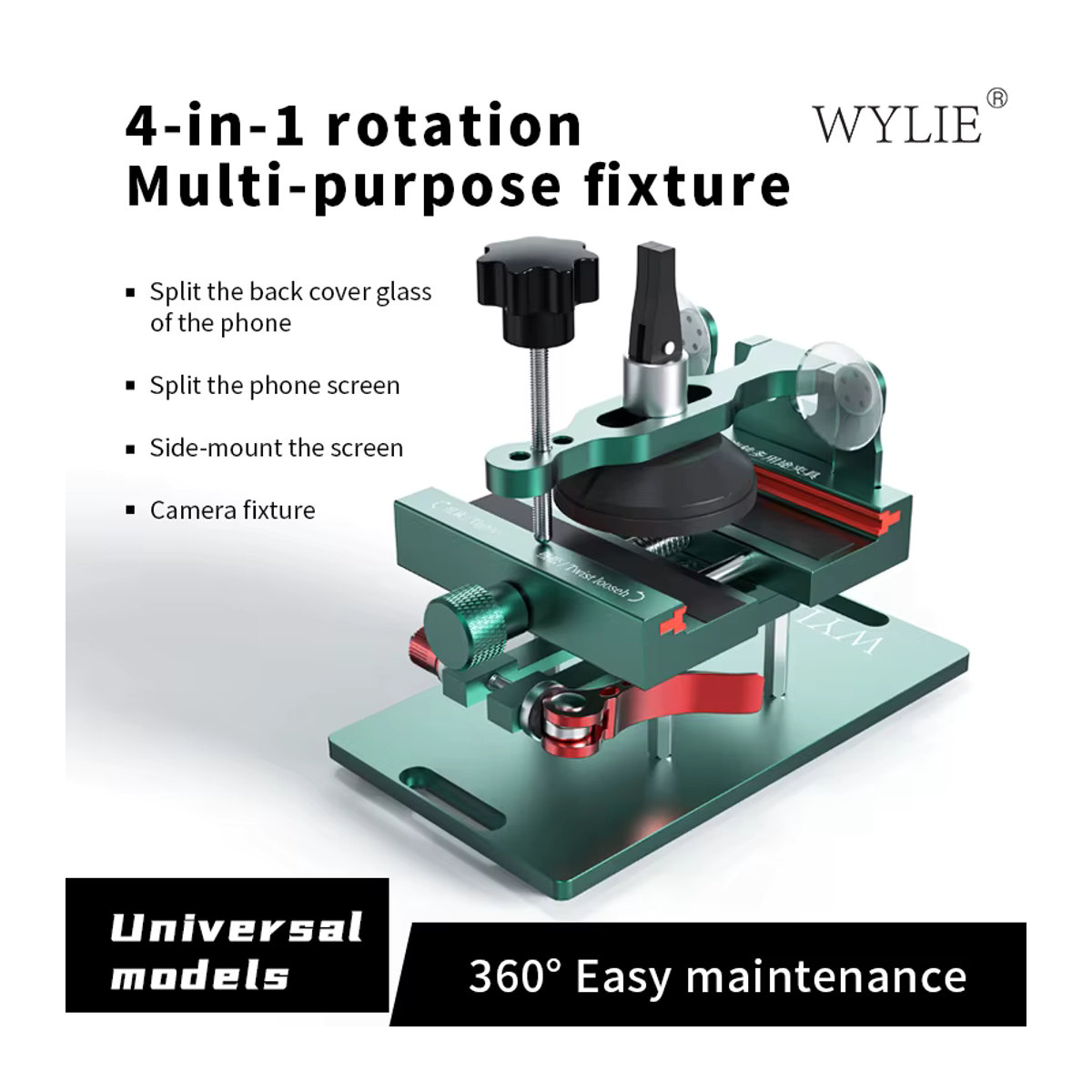 Wylie 4 in 1 Mehrzweck-Halterung mit 360 Grad Rotation und separater Klemmvorrichtung für dein Handy - Bild 2
