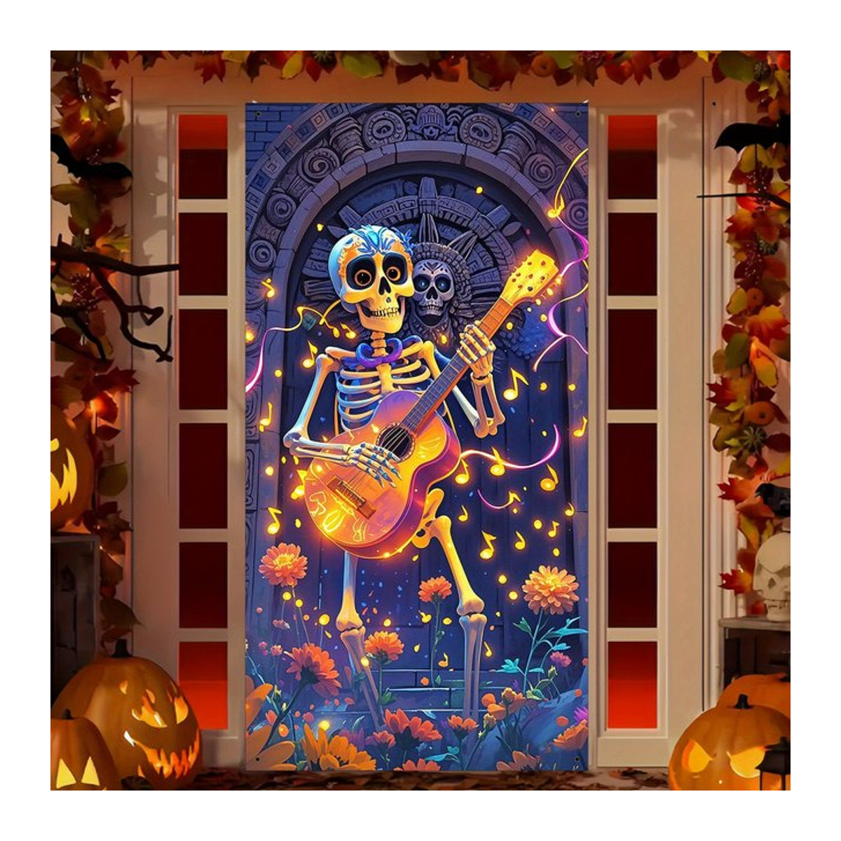 wzy 2D-Hintergrund Day of the Dead Halloween-Dekoration mehrfarbig rechteckig - Bild 1