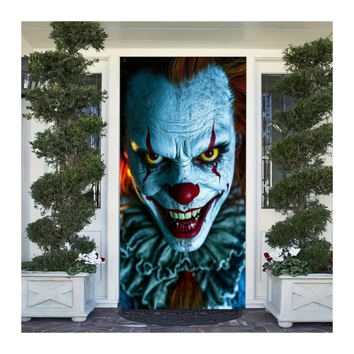 Wzy Halloween Türdekor mit gruseligem Clown-Design, mehrfarbig, rechteckig - Bild 1