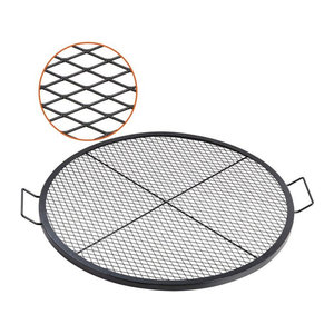 X-Marks Runde Grillrost aus Stahl mit Griff und Drahtgestell für Camping und Outdoor-Grillen