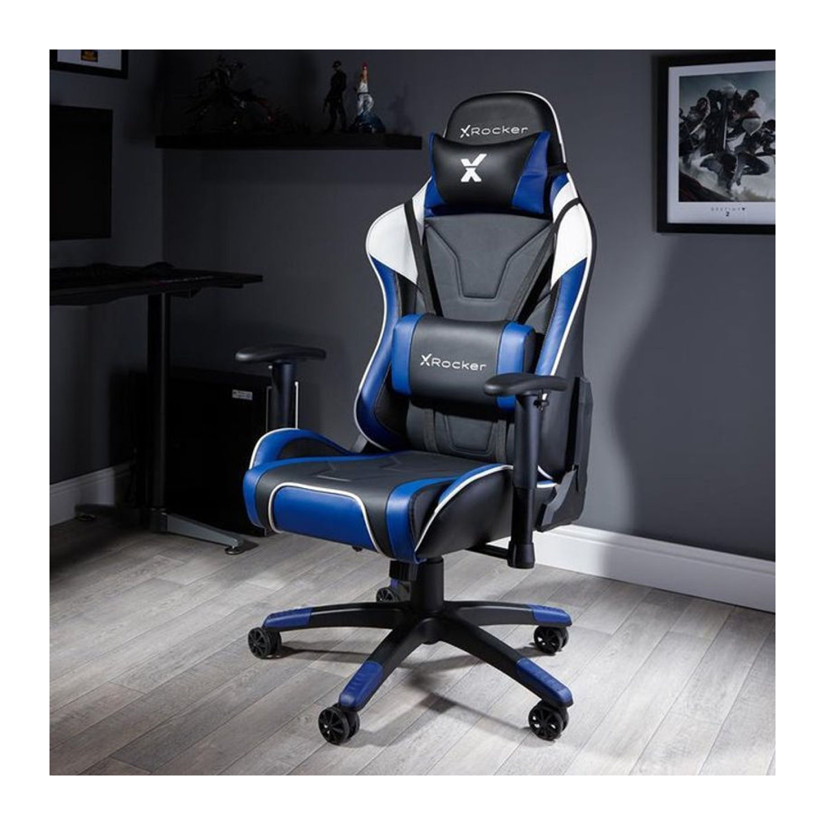 X Rocker Agility Gaming Bürostuhl aus Kunstleder in Blau - Bild 1
