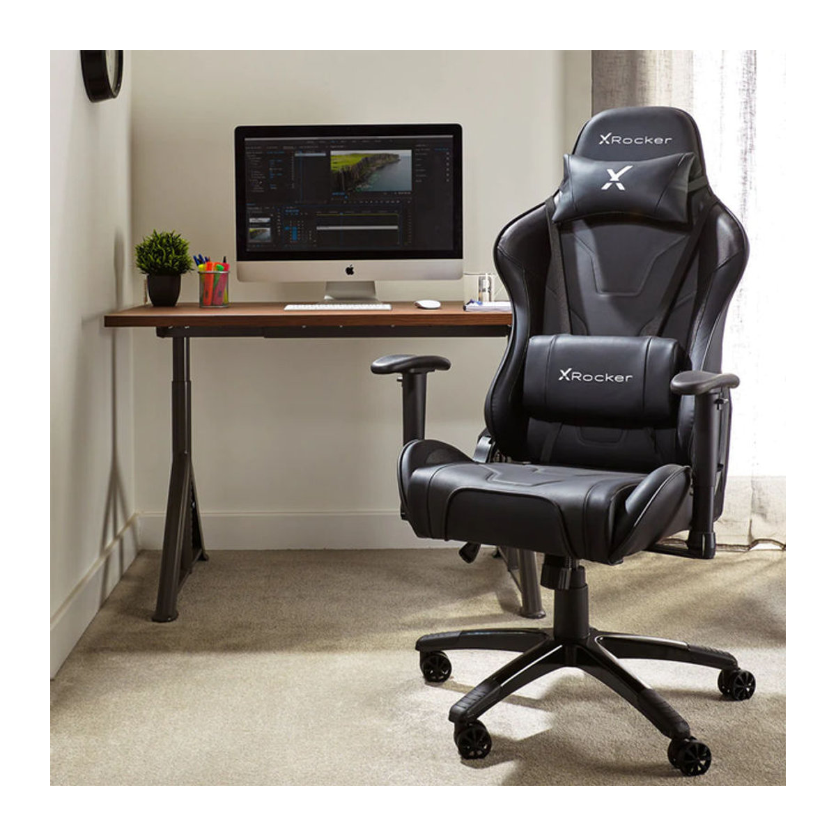 X Rocker Gamingstuhl Agility eSports Gaming Bürostuhl aus Kunstleder, Schwarz - Bild 1