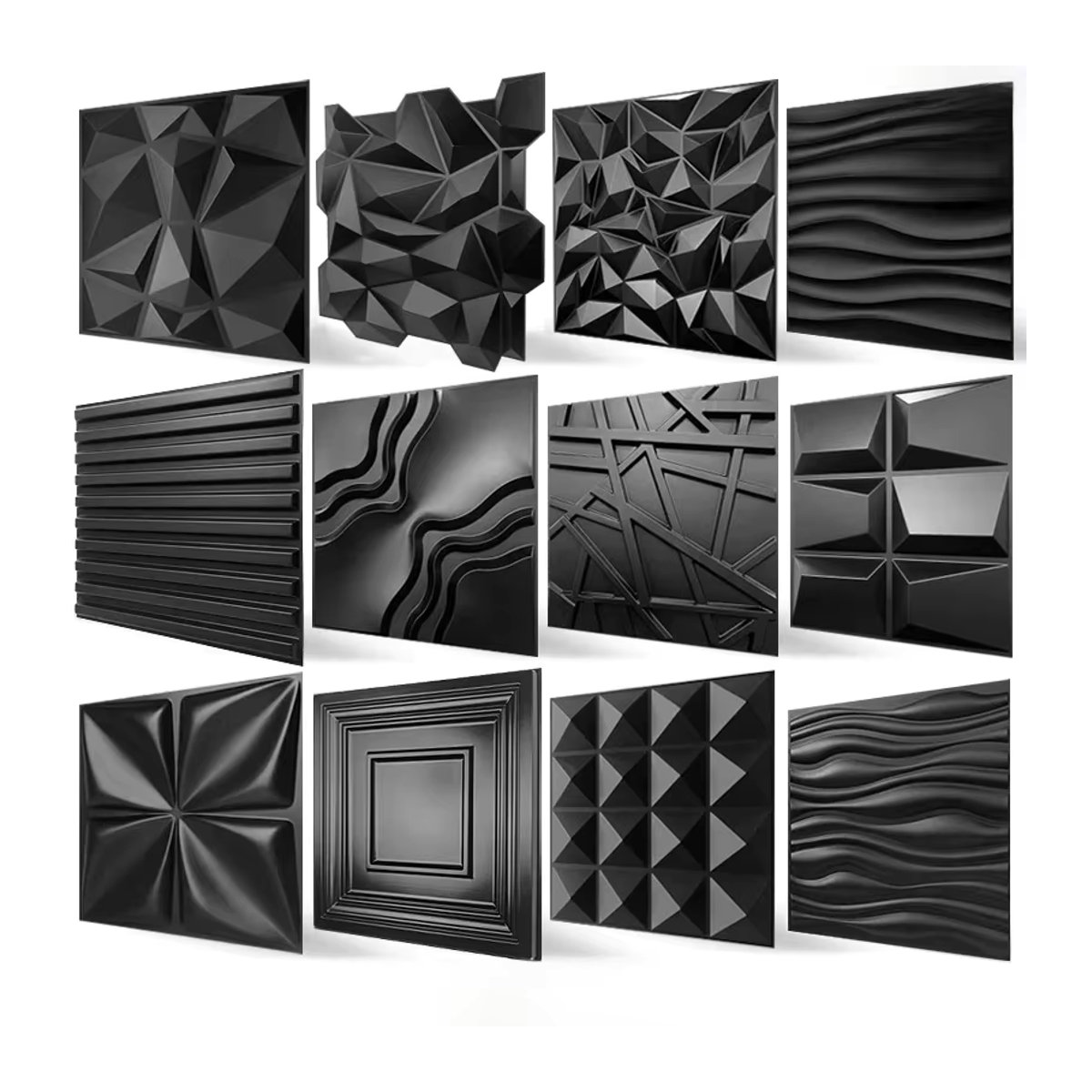 XBLOOM 12er Set 3D Wandpaneele Geometrisches Design in Schwarz, B/H: 50 x 50 cm - Bild 3