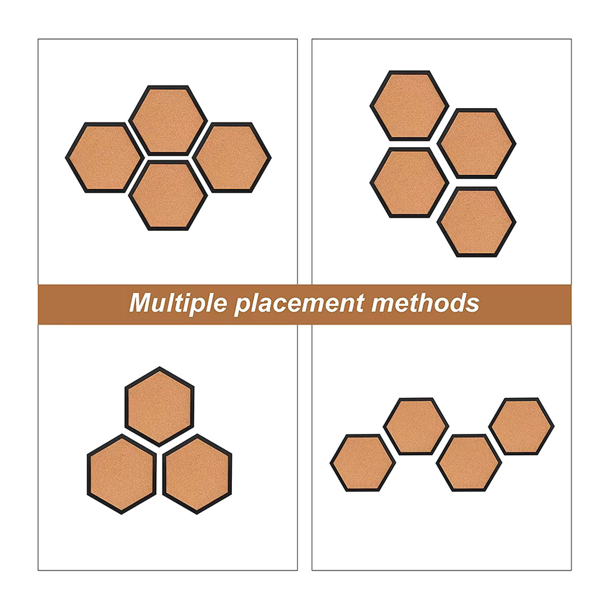 XD-TOPQC Hexagon Kork Pinnwand mit Holzrahmen in Braun, Geometrisches Wand-Bulletin-Board für Nachrichten und Postkarten - Bild 4