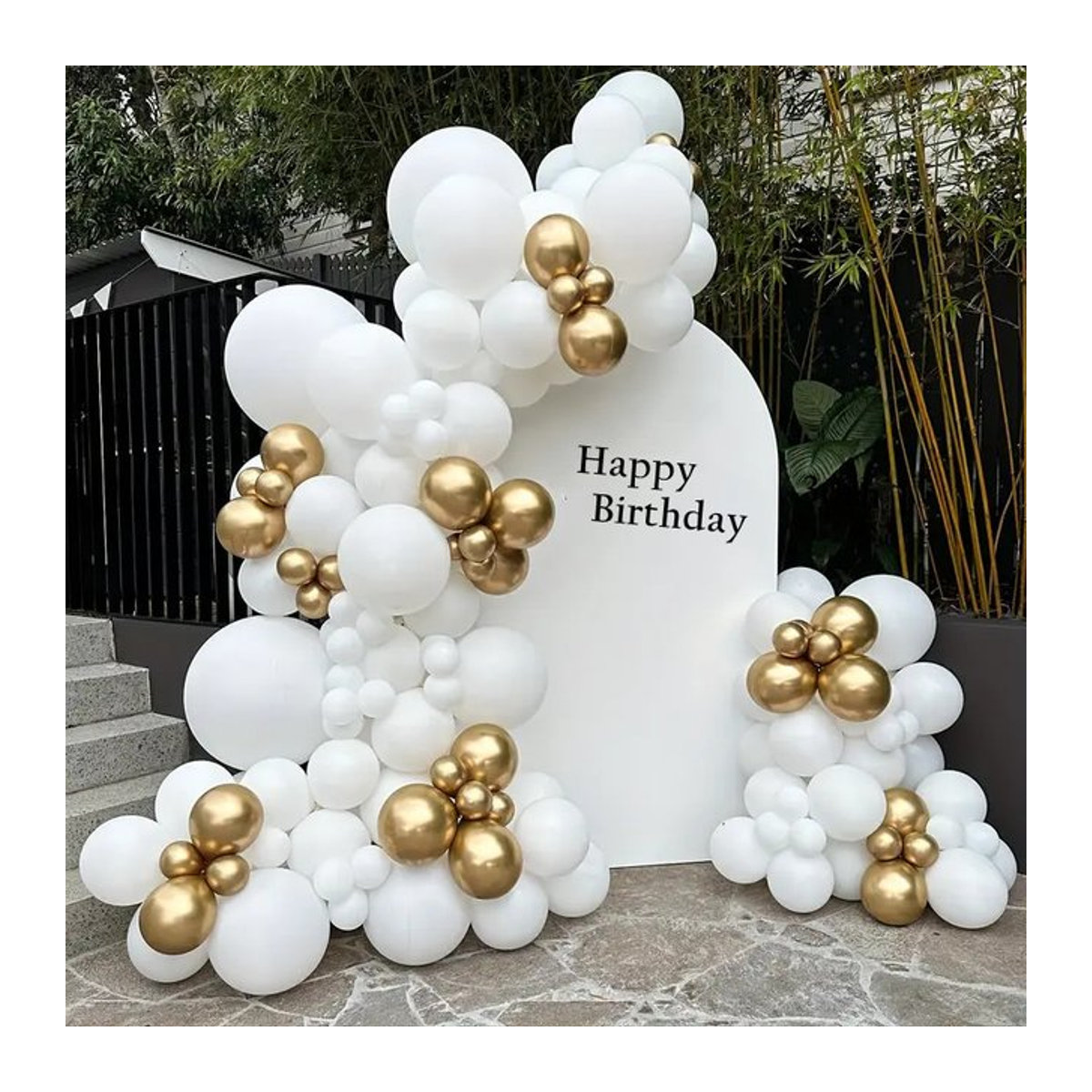 XHLFCJ Luftballon Girlande Bogen Kit aus Latex in Gold und Weiß, 105 Stück für Geburtstag, Hochzeit oder Babyparty, Metallic Chrom Dekoration - Bild 1