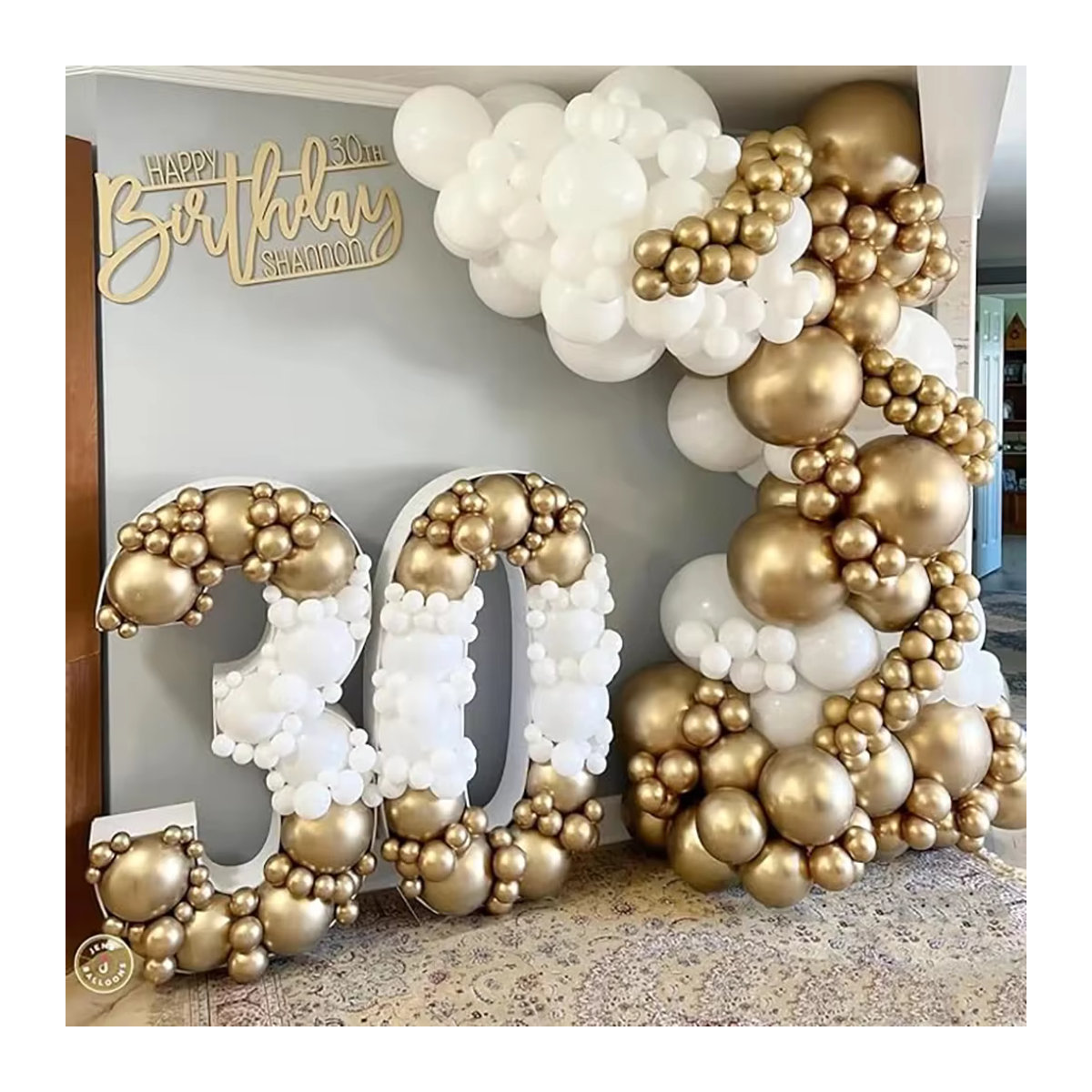 XHLFCJ Luftballon Girlande Bogen Kit aus Latex in Gold und Weiß, 105 Stück für Geburtstag, Hochzeit oder Babyparty, Metallic Chrom Dekoration - Bild 3