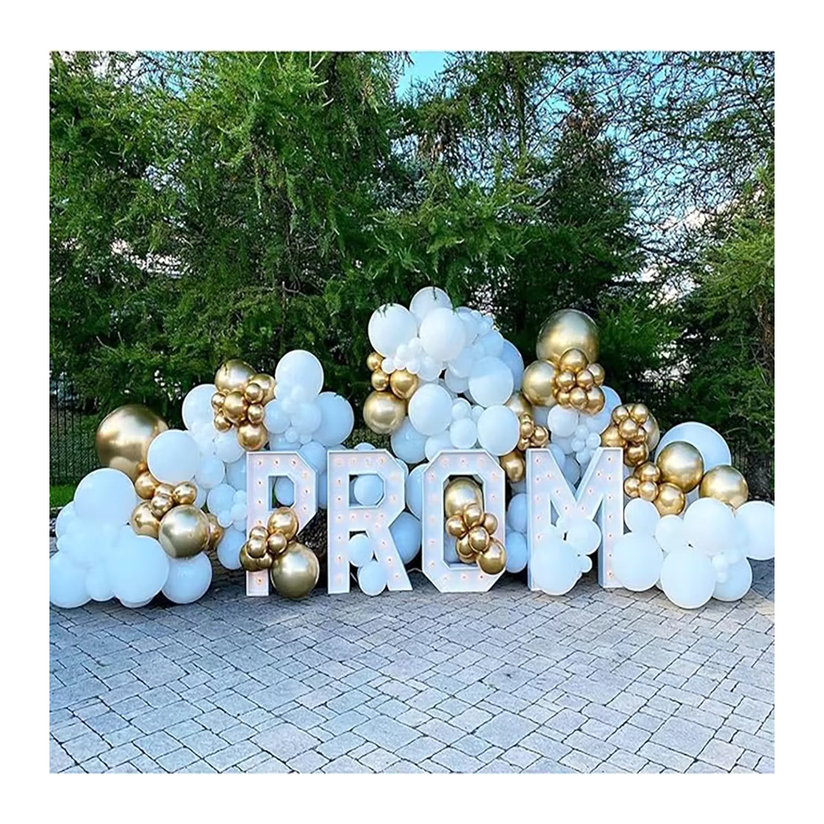 XHLFCJ Luftballon Girlande Bogen Kit aus Latex in Gold und Weiß, 105 Stück für Geburtstag, Hochzeit oder Babyparty, Metallic Chrom Dekoration - Bild 4
