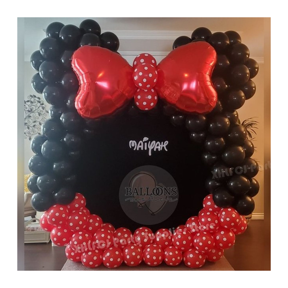 XHLFCJ Luftballon Girlande Bogen Kit mit 94 Stück in Schwarz und Rot gepunktet für Geburtstag und Partydekoration - Bild 1