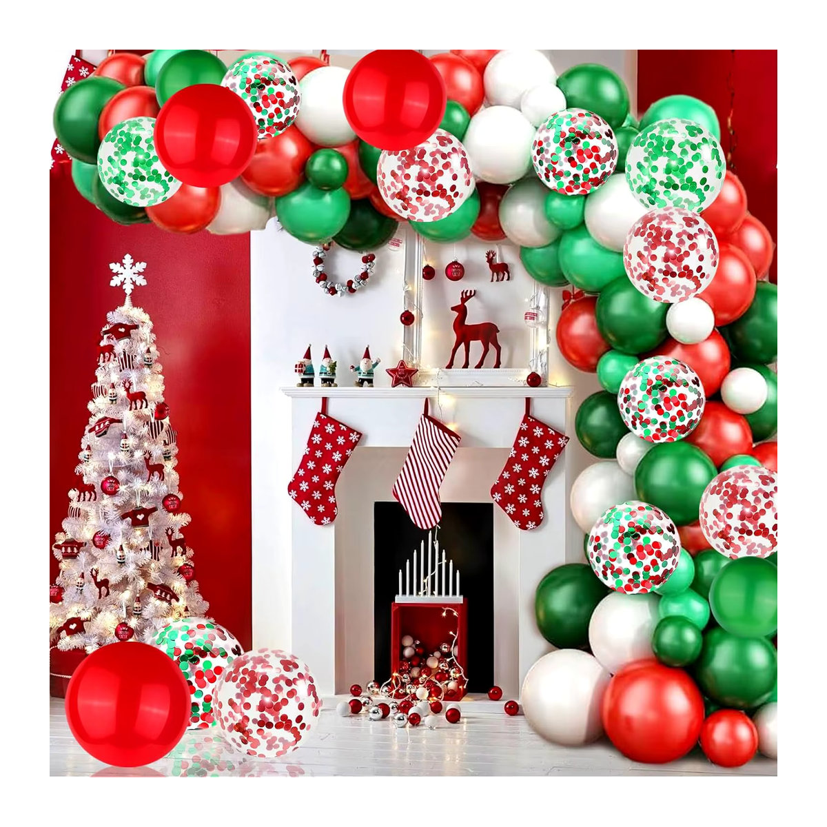 XHLFCJ Weihnachtsballons Set mit 30 Stück in Gold, Rot und Grün, runde Konfetti-Luftballons für deine Weihnachtsdekoration, Durchmesser: 30,5 cm - Bild 2