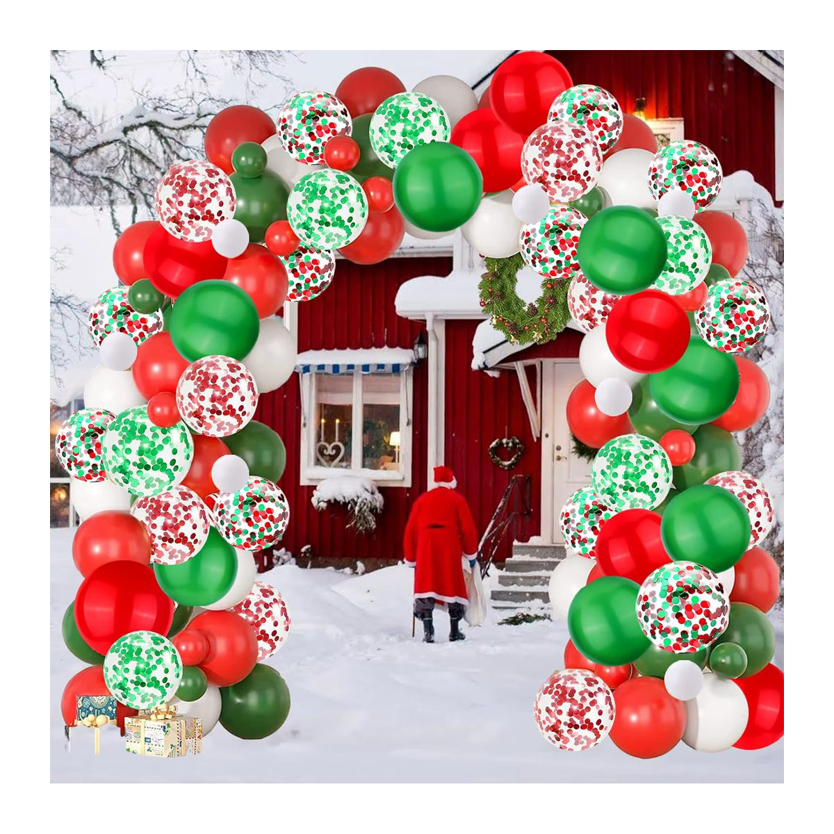 XHLFCJ Weihnachtsballons Set mit 30 Stück in Gold, Rot und Grün, runde Konfetti-Luftballons für deine Weihnachtsdekoration, Durchmesser: 30,5 cm - Bild 3