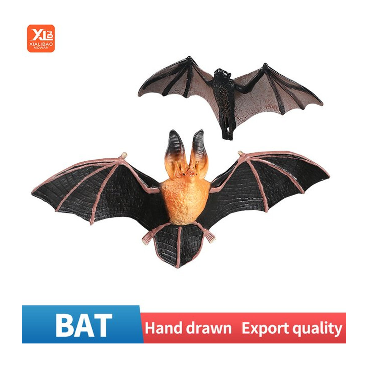 XIALIBAOMOWAN Fledermaus-Simulationstierfigur aus Kunstharz in Schwarz und Weiß als dekorative Miniatur-Actionfigur für Kinder und Halloween - Bild 1