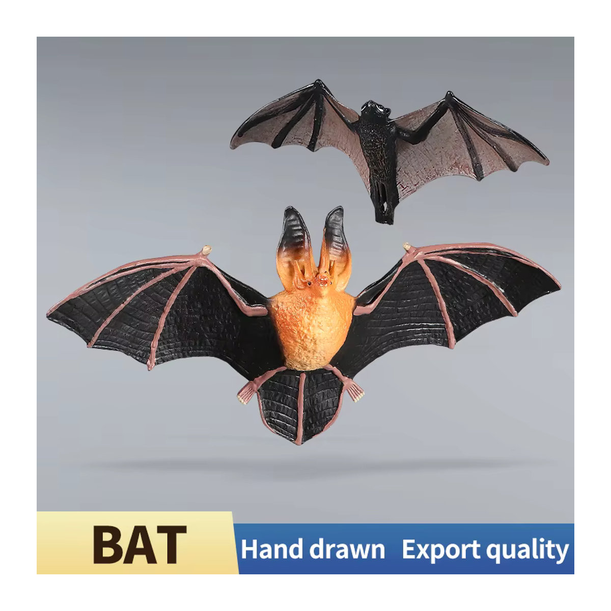 XIALIBAOMOWAN Fledermaus-Simulationstierfigur aus Kunstharz in Schwarz und Weiß als dekorative Miniatur-Actionfigur für Kinder und Halloween - Bild 2