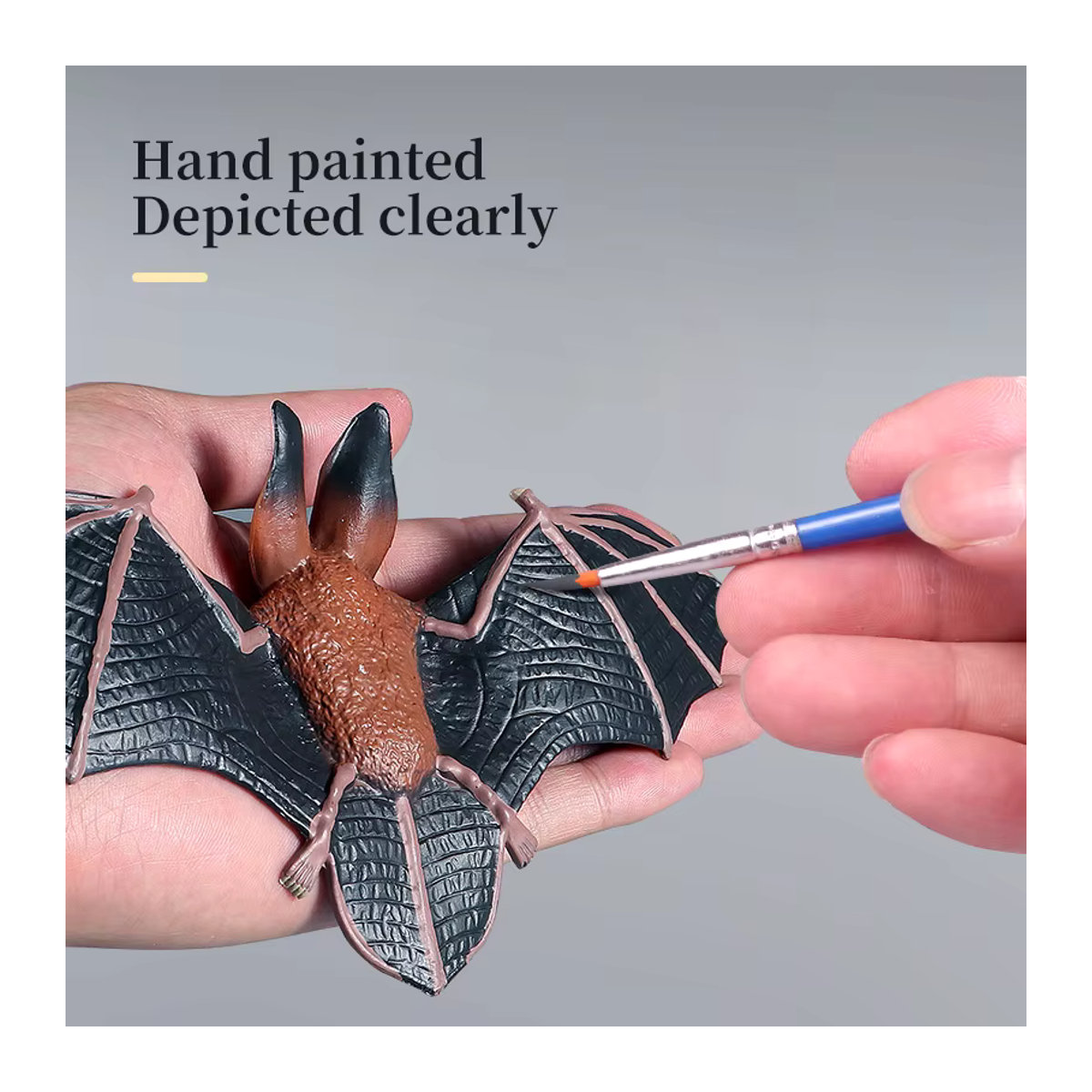 XIALIBAOMOWAN Fledermaus-Simulationstierfigur aus Kunstharz in Schwarz und Weiß als dekorative Miniatur-Actionfigur für Kinder und Halloween - Bild 5