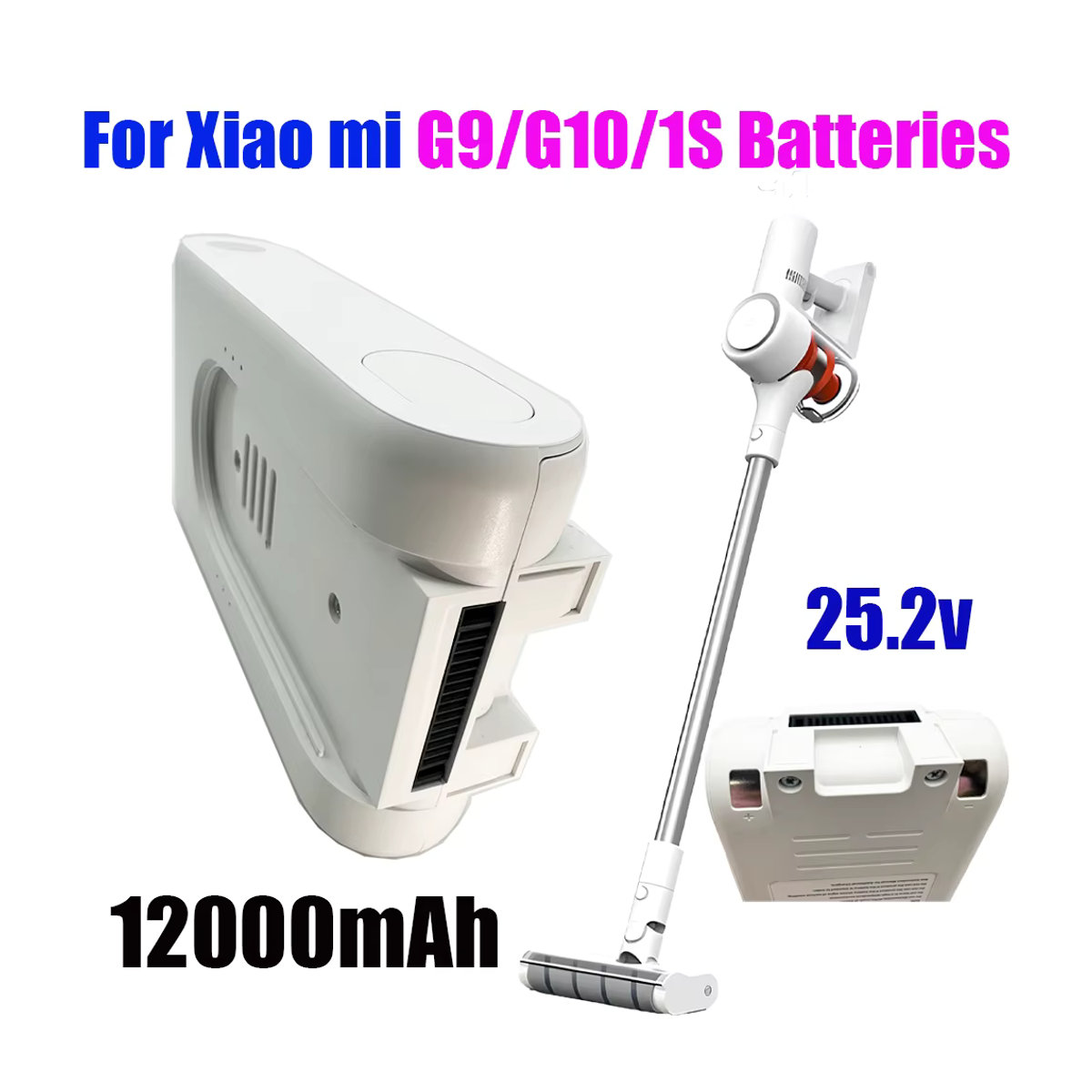 Xiaomi Ersatzakku 25,2 V Lithium-Ionen-Akku 12000 mAh für Xiaomi Mijia G9 G10 kabellose Staubsauger in Weiß - Bild 3