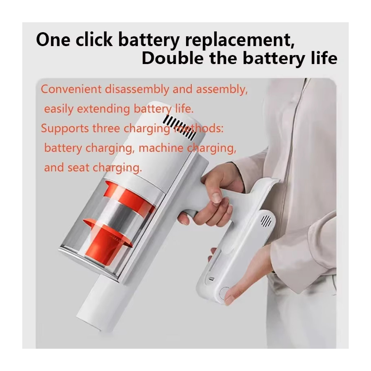 Xiaomi Ersatzakku 25,2 V Lithium-Ionen-Akku 12000 mAh für Xiaomi Mijia G9 G10 kabellose Staubsauger in Weiß - Bild 5