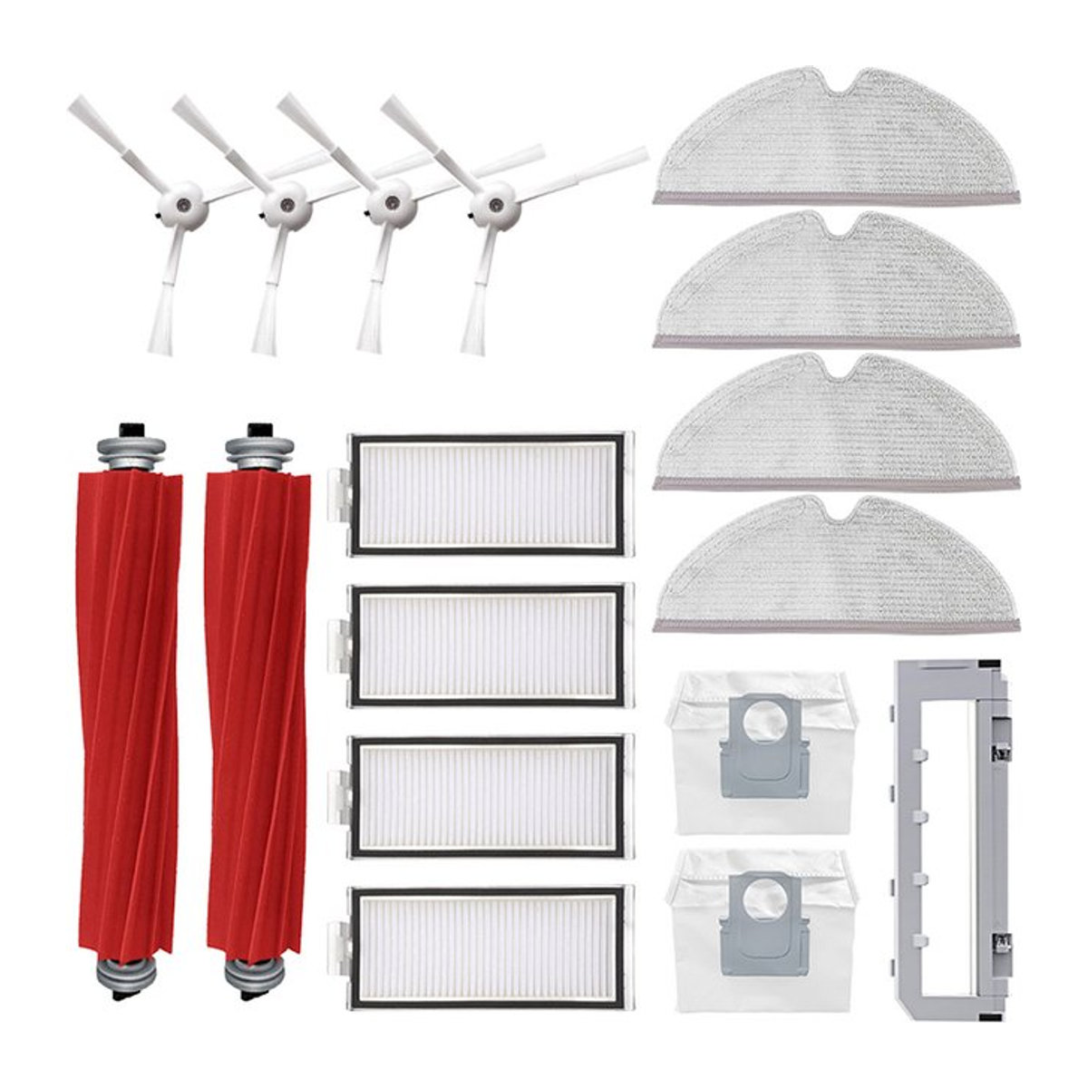 Xiaomi Ersatzteil-Set für Roborock Q7 Max+, Q7 Max und T8: Mopp-Lappen, Hauptseitenbürsten-Abdeckung und HEPA-Filter in Schwarz/Weiß - Bild 1