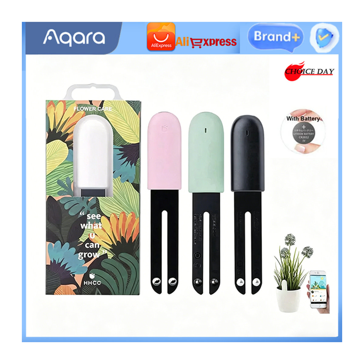 Xiaomi Mijia HHCC Smart Flower Flora Monitor Pflanzen-Sensor zur Messung von Bodenfeuchtigkeit, Licht und Fruchtbarkeit - Bild 1