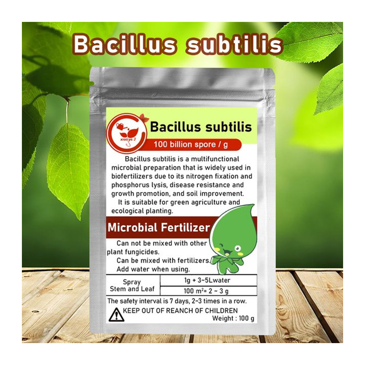 xiaoyajiang Bacillus Subtilien mikrobieller Dünger für die Landwirtschaft, 100 g mit 100 Milliarden CFU zur Steigerung der Bodenaktivität und Förderung gesunder Kulturen - Bild 1