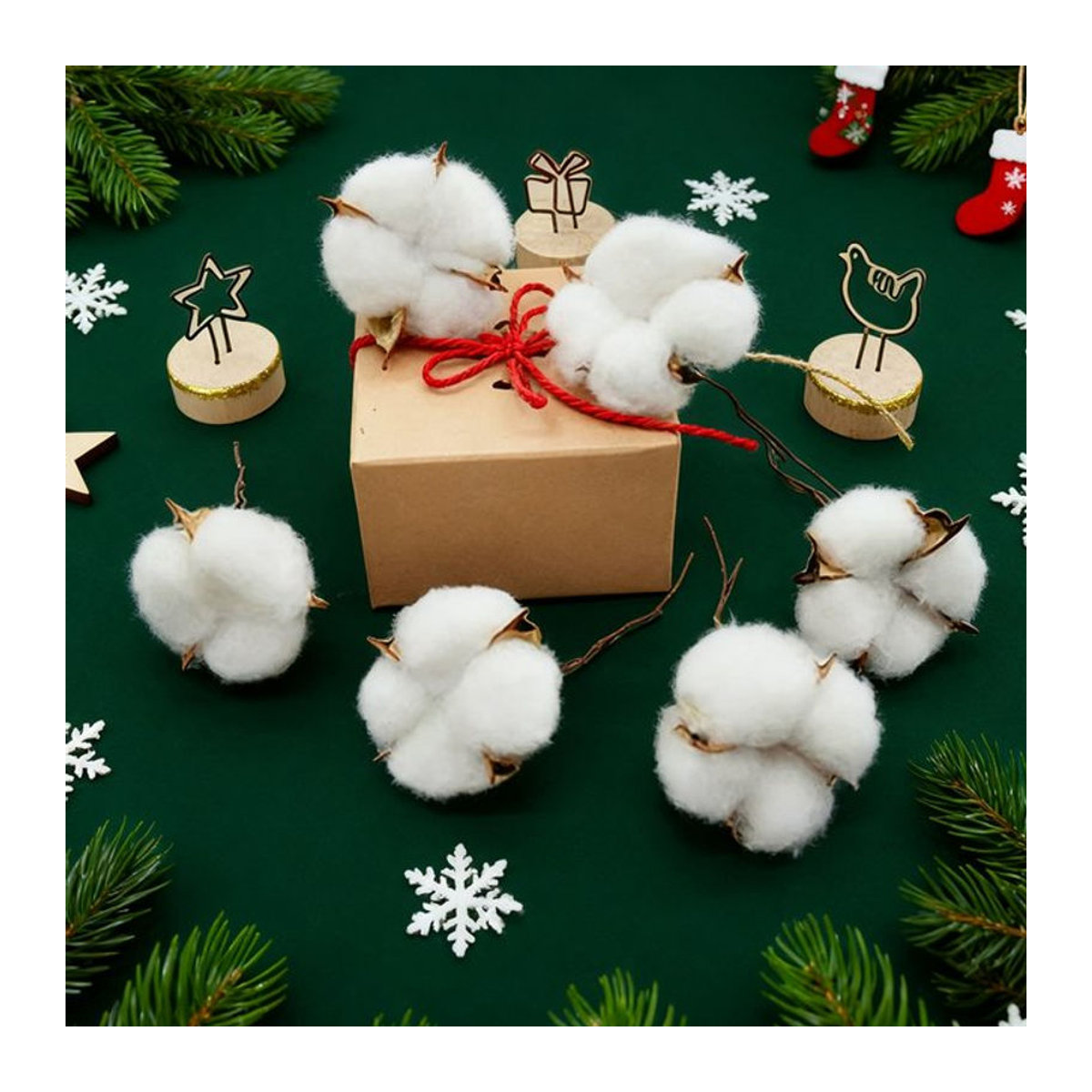 XIAOYINMO Künstliche Baumwollbälle in Weiß für DIY-Dekoration, Weihnachts- und Hochzeitsgestecke, 50 Stück - Bild 1