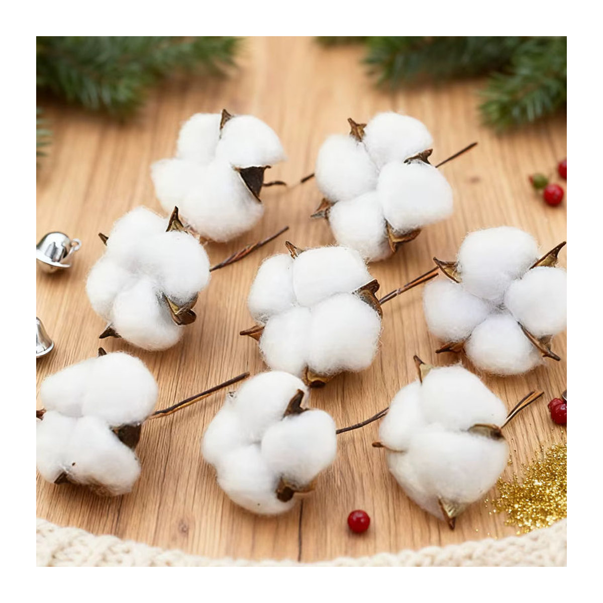 XIAOYINMO Künstliche Baumwollbälle in Weiß für DIY-Dekoration, Weihnachts- und Hochzeitsgestecke, 50 Stück - Bild 2