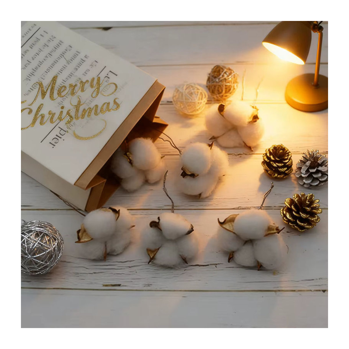 XIAOYINMO Künstliche Baumwollbälle in Weiß für DIY-Dekoration, Weihnachts- und Hochzeitsgestecke, 50 Stück - Bild 3