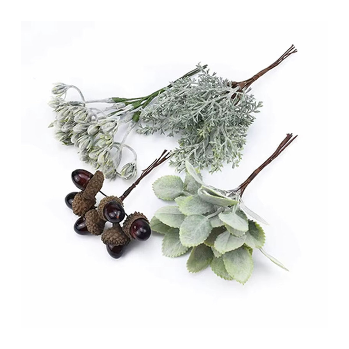 XIAOYINMO Künstliche Blumen aus Kunststoff in Grün als Dekoration für Kranz, Vase oder DIY-Geschenke, 5 Stück - Bild 1