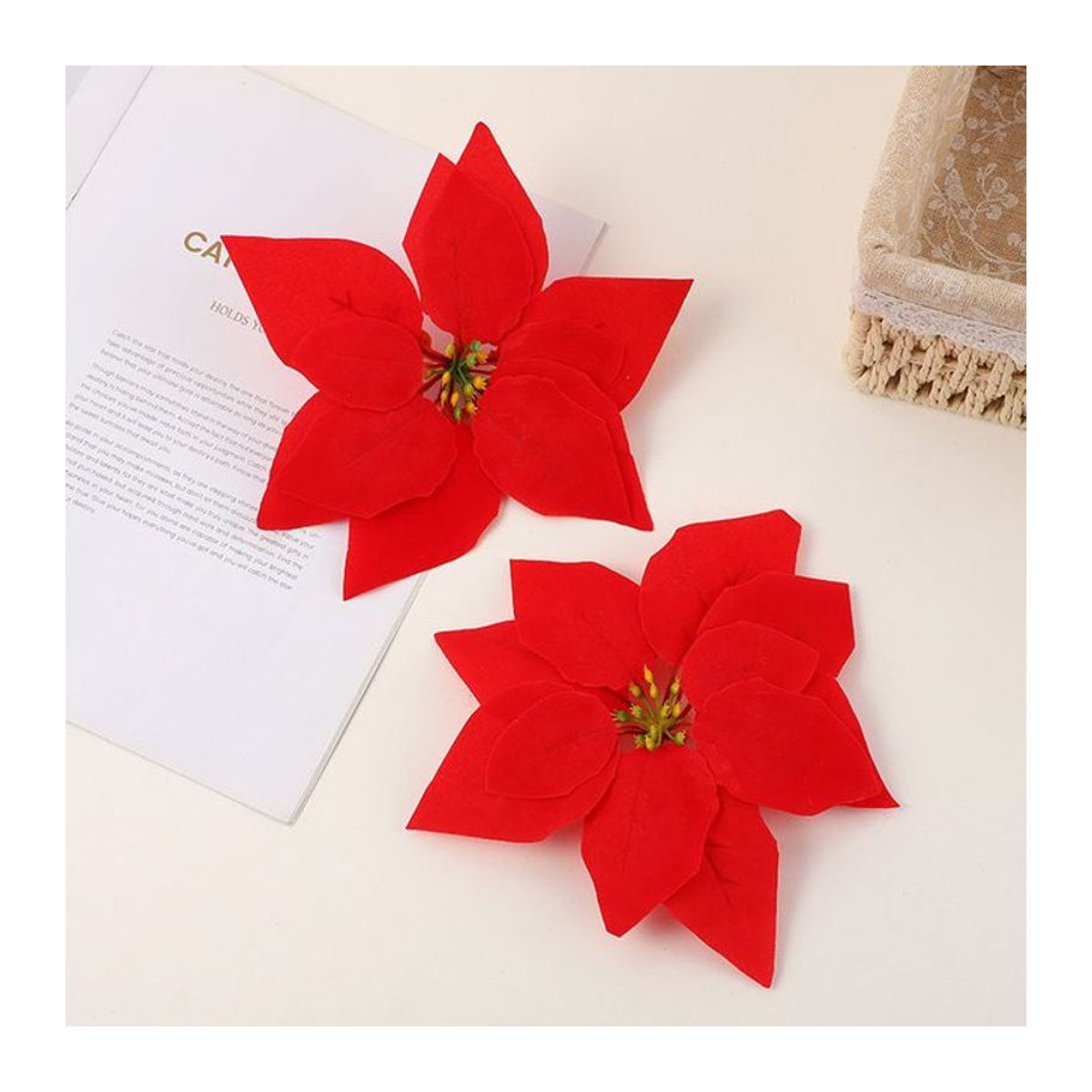 XIAOYINMO Künstliche Blumen in Rot als Einzelstiele für Hochzeit, Weihnachten und Dekoration von Vasen, Tisch oder Garten - Bild 1