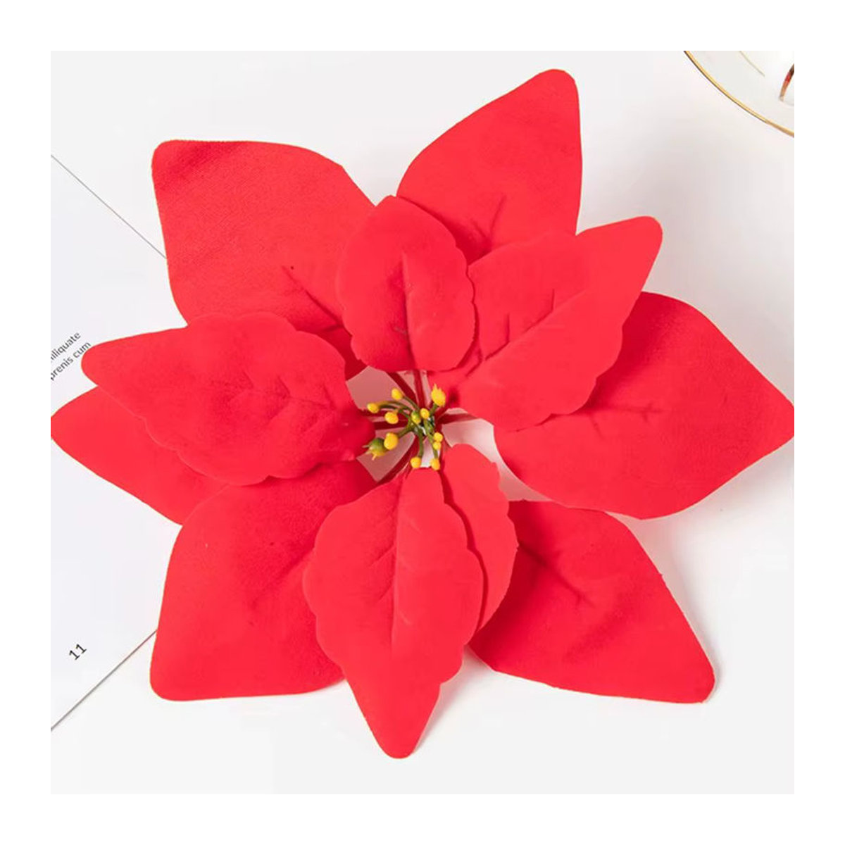 XIAOYINMO Künstliche Blumen in Rot als Einzelstiele für Hochzeit, Weihnachten und Dekoration von Vasen, Tisch oder Garten - Bild 4