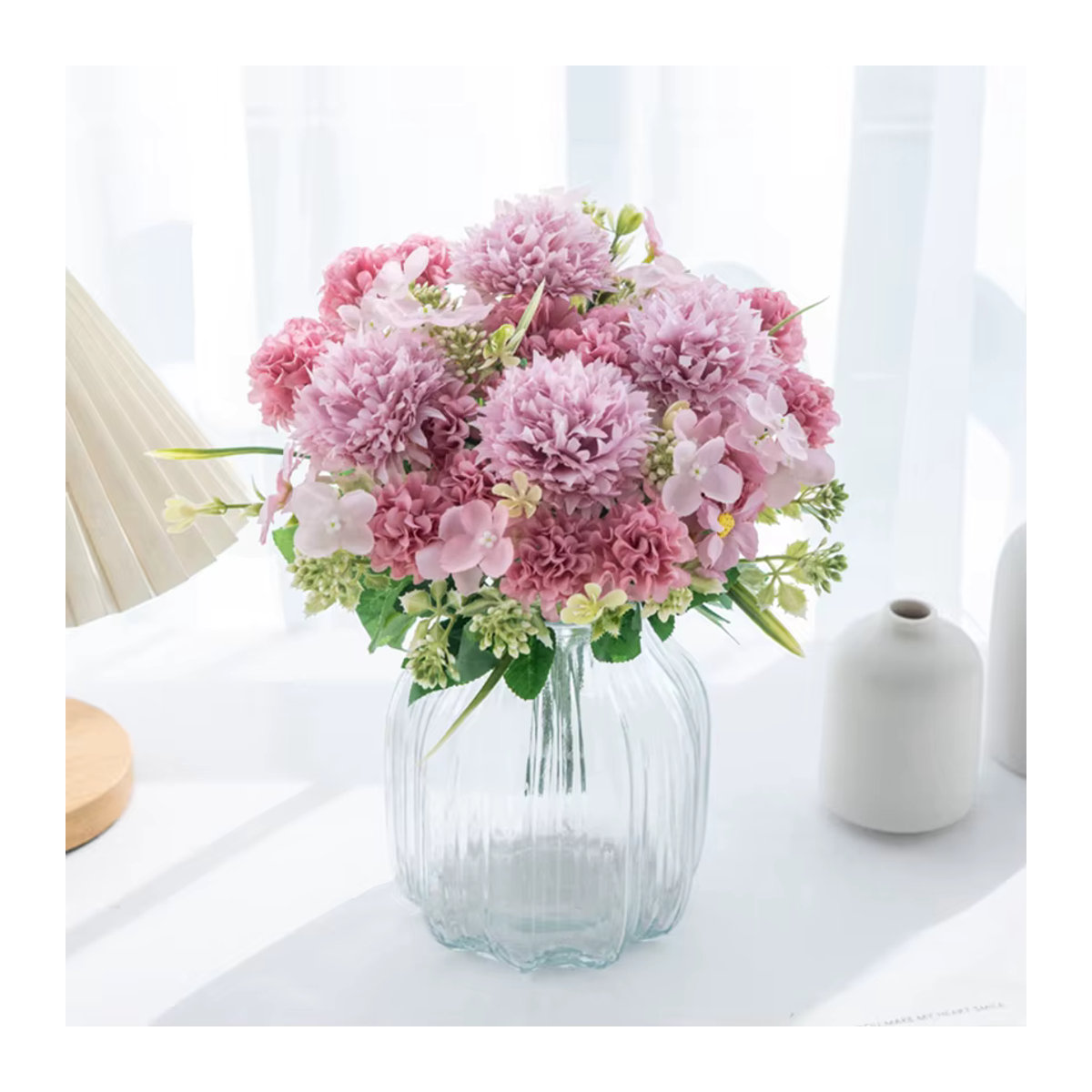 XIAOYINMO Künstliche Chrysanthemen in Lila und Blau als runde Seidenblumen für Hochzeiten und Dekorationen - Bild 1