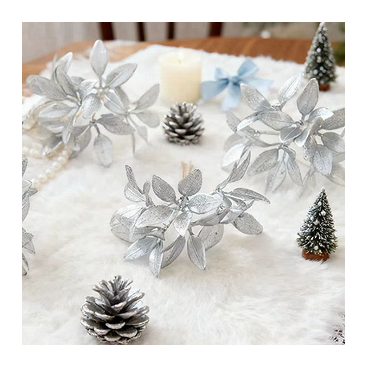 XIAOYINMO Künstliche Kiefernzweige in Gold und Silber als Dekoration für Weihnachten und Hochzeiten - Bild 2