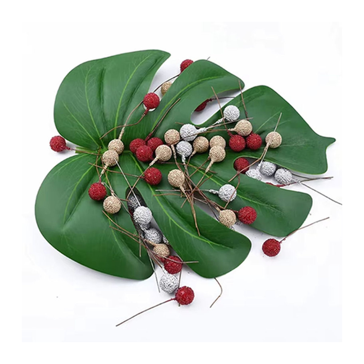 XIAOYINMO Künstliche Kirschen aus Schaum für Weihnachtsbaum und Hochzeit in Gold und Silber - Bild 5