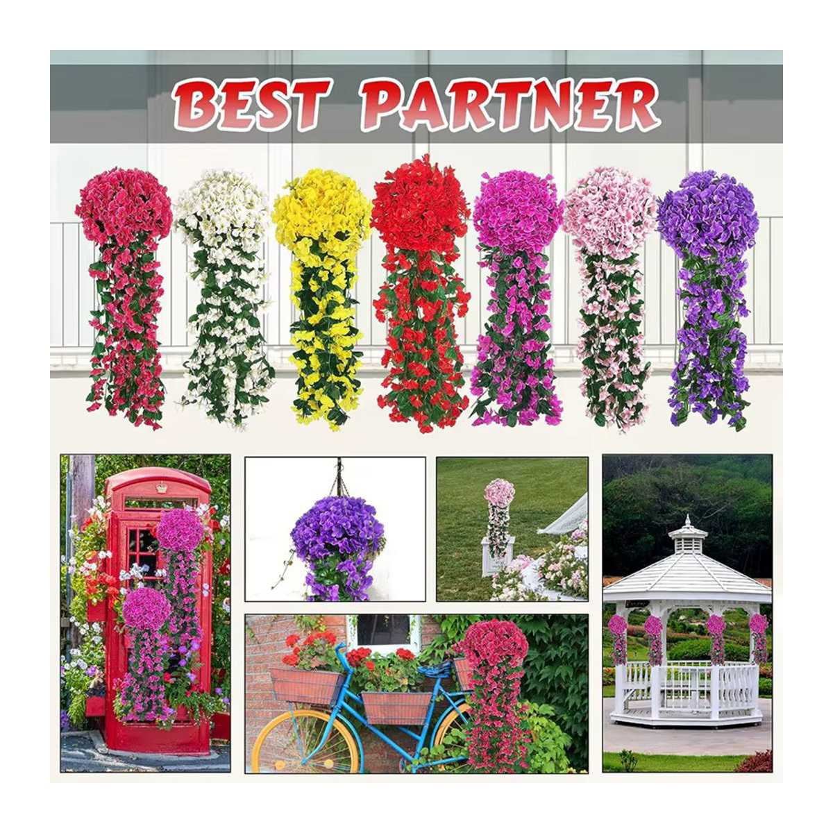 XIAOYINMO Künstliche Rosen-Girlande in Rot und Mehrfarbig für Wanddekoration und Hochzeiten - Bild 1