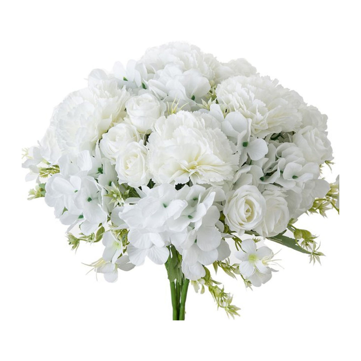 XIAOYINMO Künstliche Rosen und Nelken aus Textil in Weiß für Hochzeitsdekoration und DIY Blumenarrangements - Bild 1