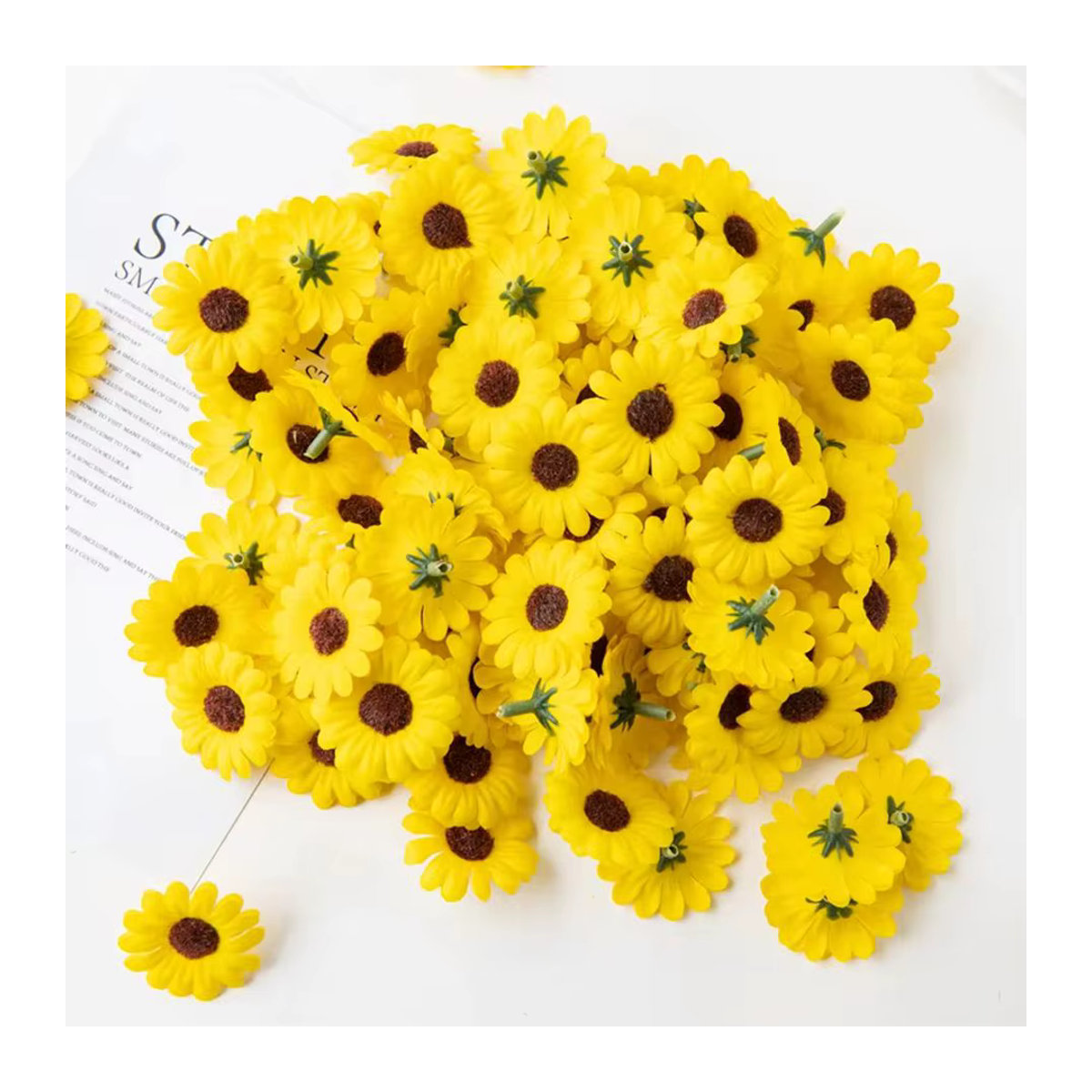 XIAOYINMO Künstliche Sonnenblumen Bouquet in Gelb aus Textil für Hochzeit und Dekoration - Bild 2