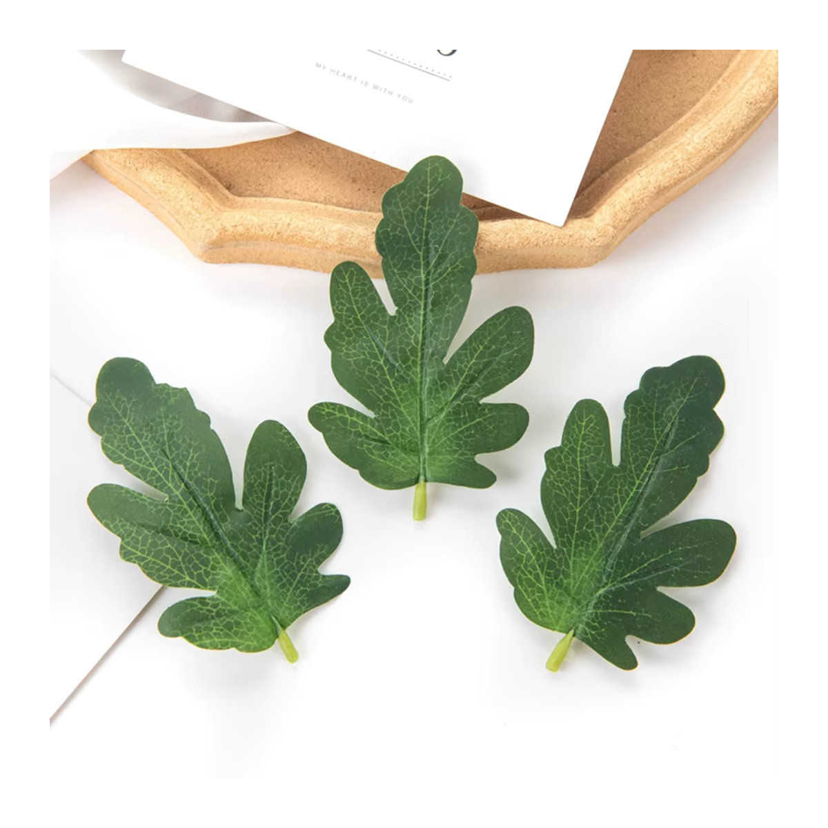 XIAOYINMO Künstliche Wassermelonen-Blätter aus Textil in Grün für DIY-Dekorationen, Hochzeiten und Kränze - Bild 6