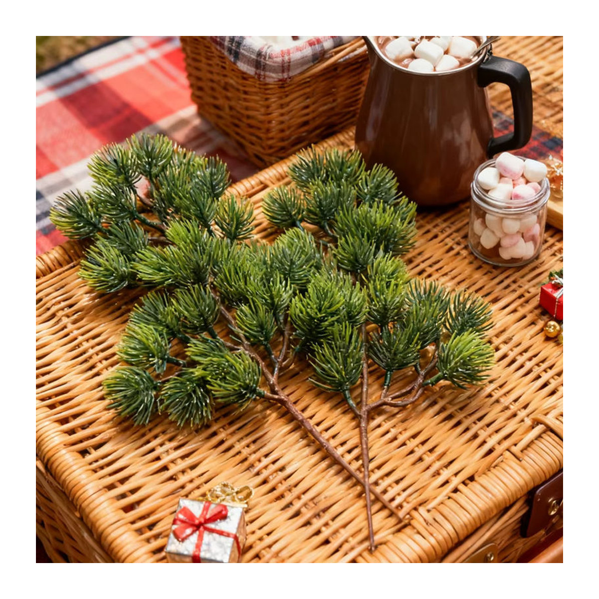 XIAOYINMO Künstlicher Kiefernkranz in Grün für Weihnachtsdekoration und Hochzeitsarrangements - Bild 3